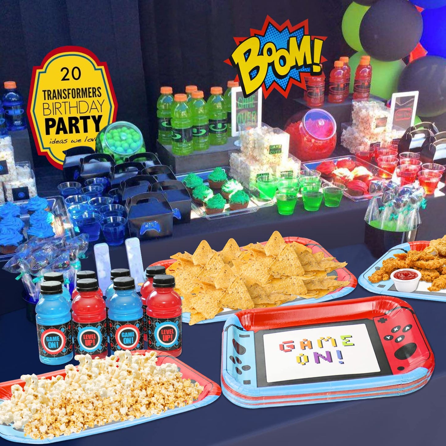 HEGBOLKE 40Pcs 11-Inch Video Game Controller Plates – Birthday Party Decor for Boys' Gaming Parties
