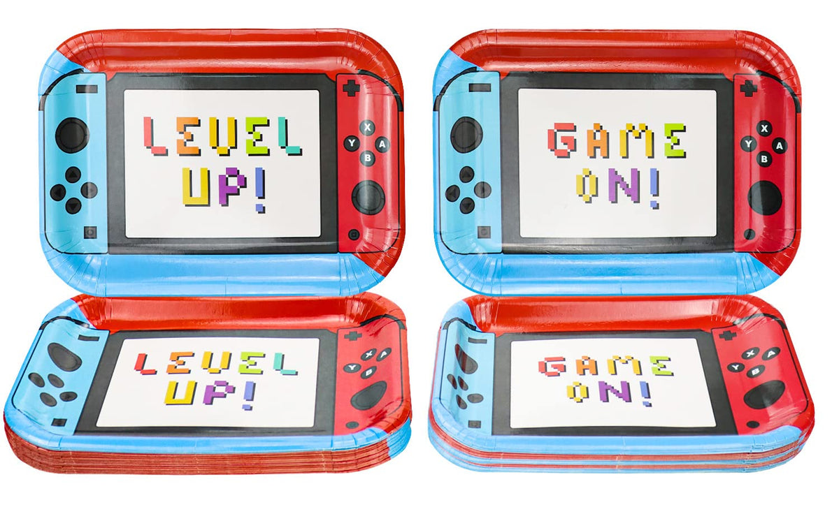 HEGBOLKE 40Pcs 11-Inch Video Game Controller Plates – Birthday Party Decor for Boys' Gaming Parties