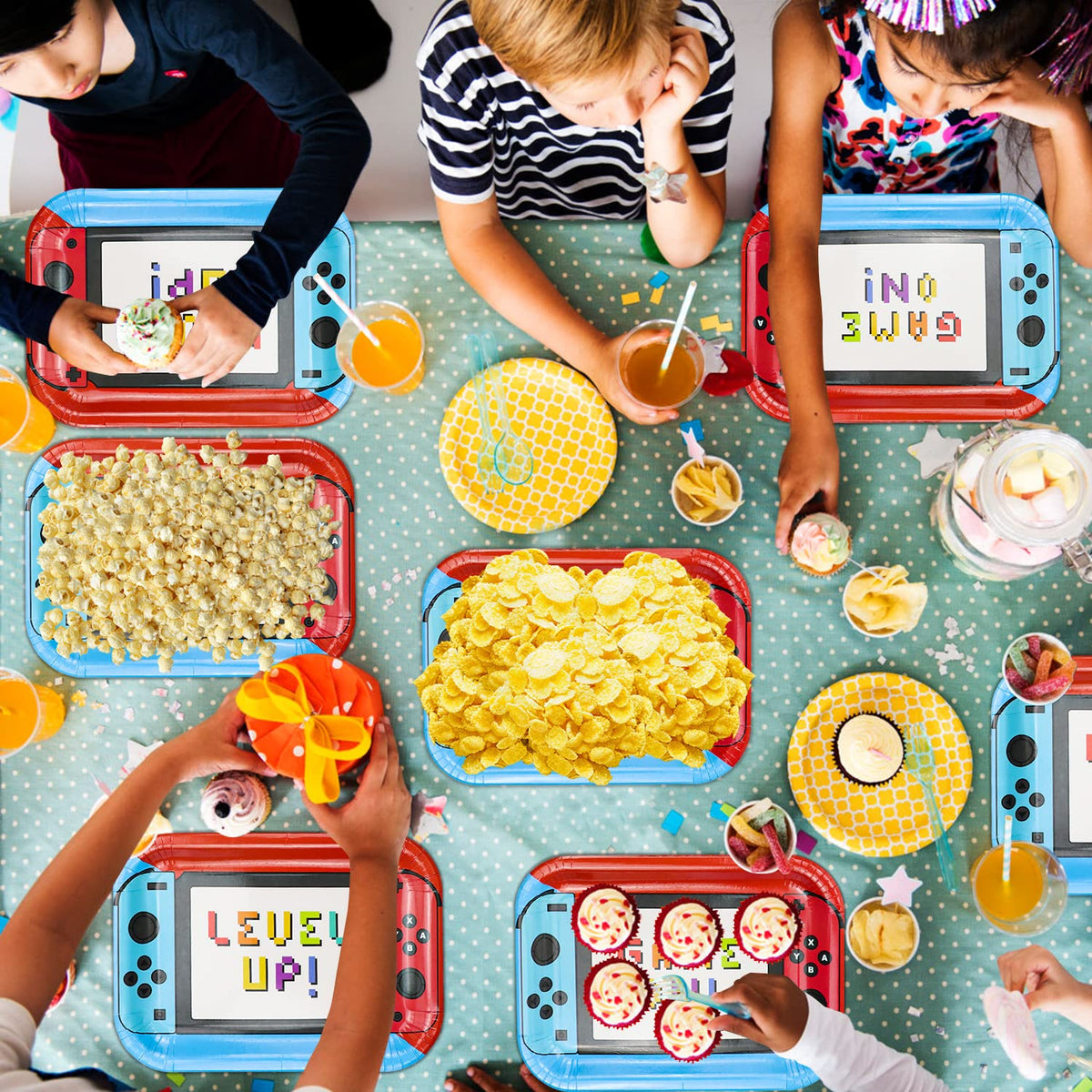 HEGBOLKE 40Pcs 11-Inch Video Game Controller Plates – Birthday Party Decor for Boys' Gaming Parties