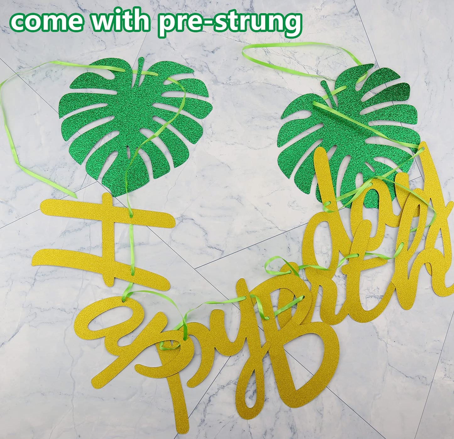 Hegbolke Hawaiian Birthday Banner – Glittery Luau Party Decor