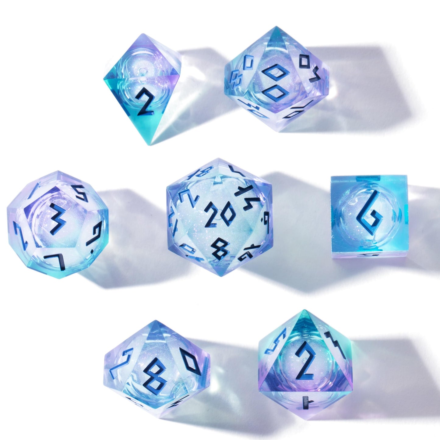 HEIMDALLR Aurora: Liquid Core 7-Piece D&D Dice with LED Display Case
