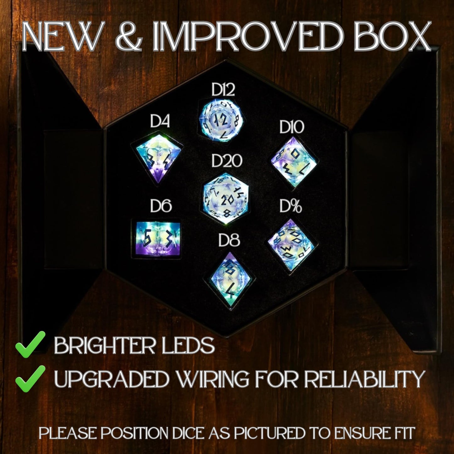 HEIMDALLR Aurora: Liquid Core 7-Piece D&D Dice with LED Display Case