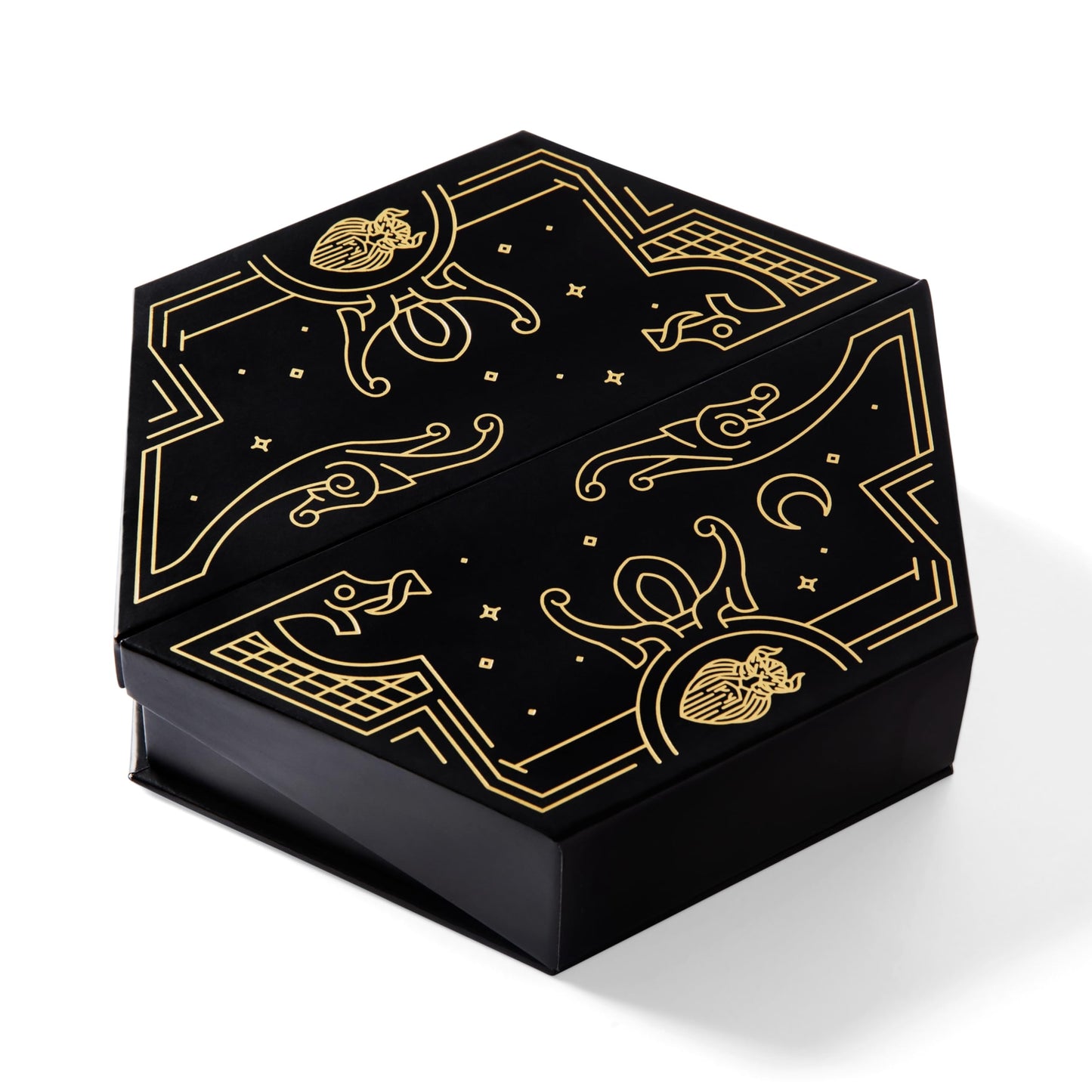 HEIMDALLR Liquid Core Dice Set with LED Display Case – 7-Piece Hand-Painted D&D Dice, Gilded Shadow
