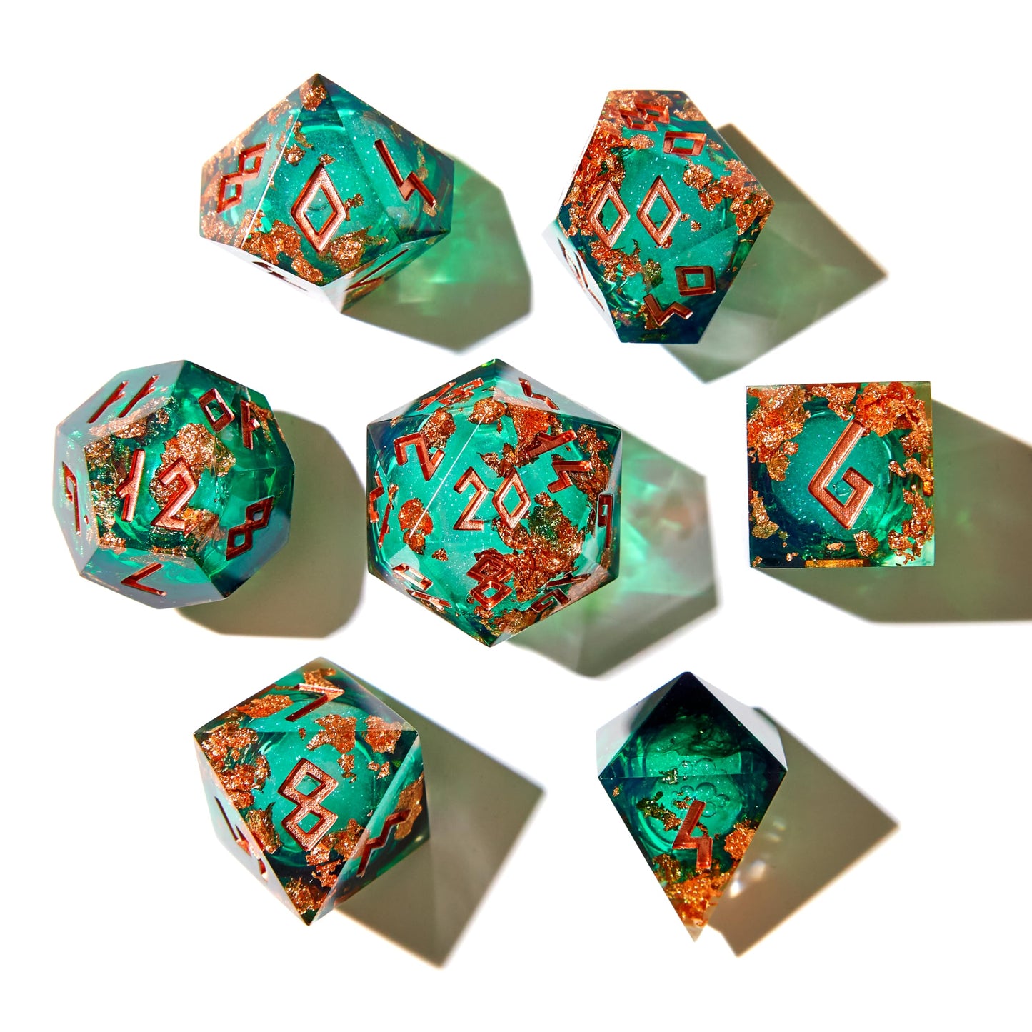 HEIMDALLR Liquid Core Dice Set with LED Display Case – 7-Pc D&D Dice Fenrir's Shadow