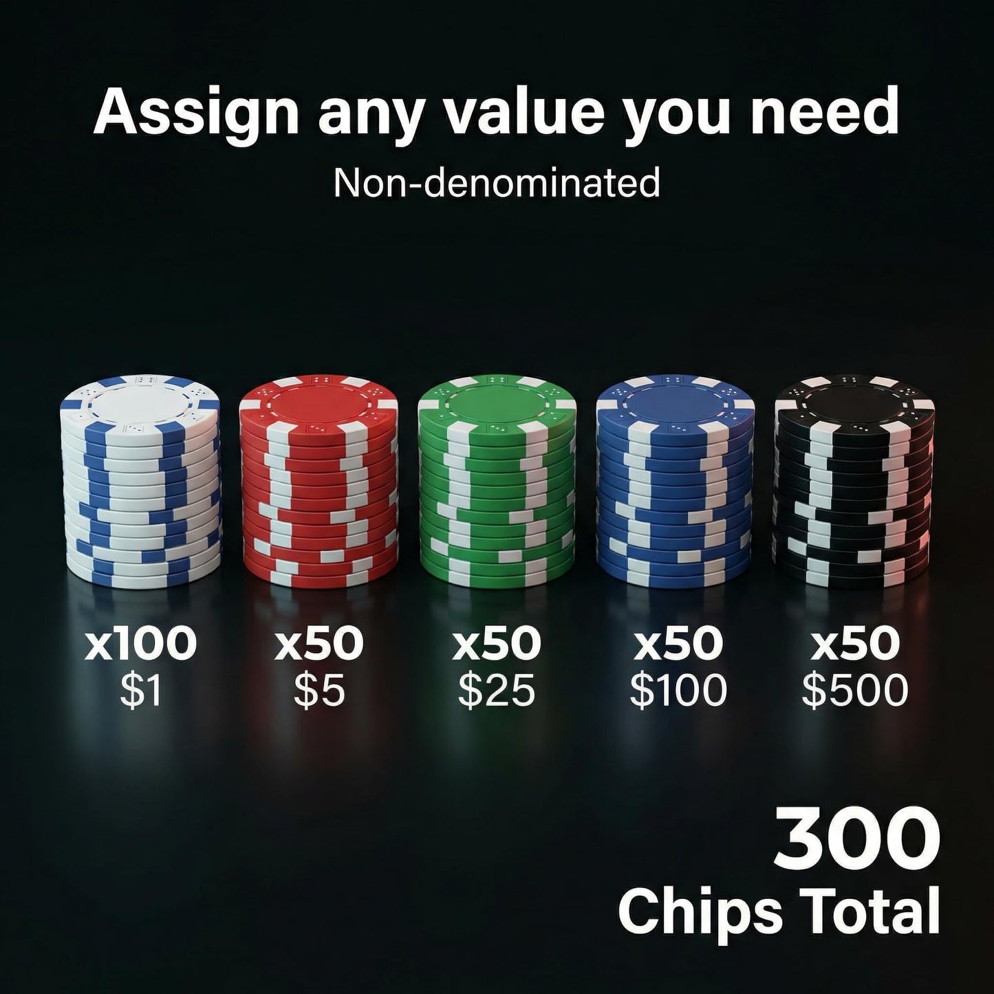 HEITOK Texas Hold'em Poker Chip Set – 300 Chips, Aluminum Case, Dice & Cards