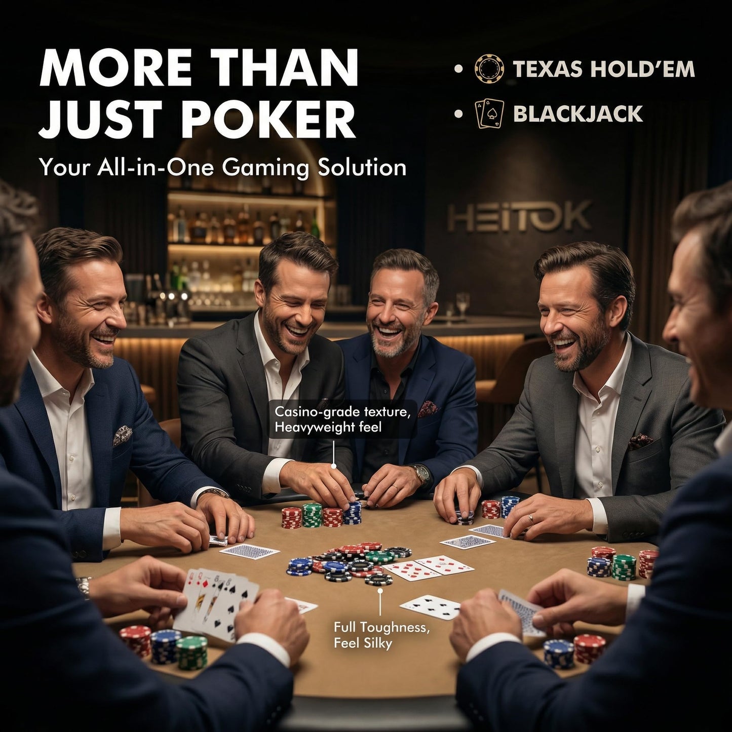 HEITOK 300-Piece Poker Chip Set – 11.5g Heavyweight Chips, Aluminum Case, Cards & Dice for Home Poker Night