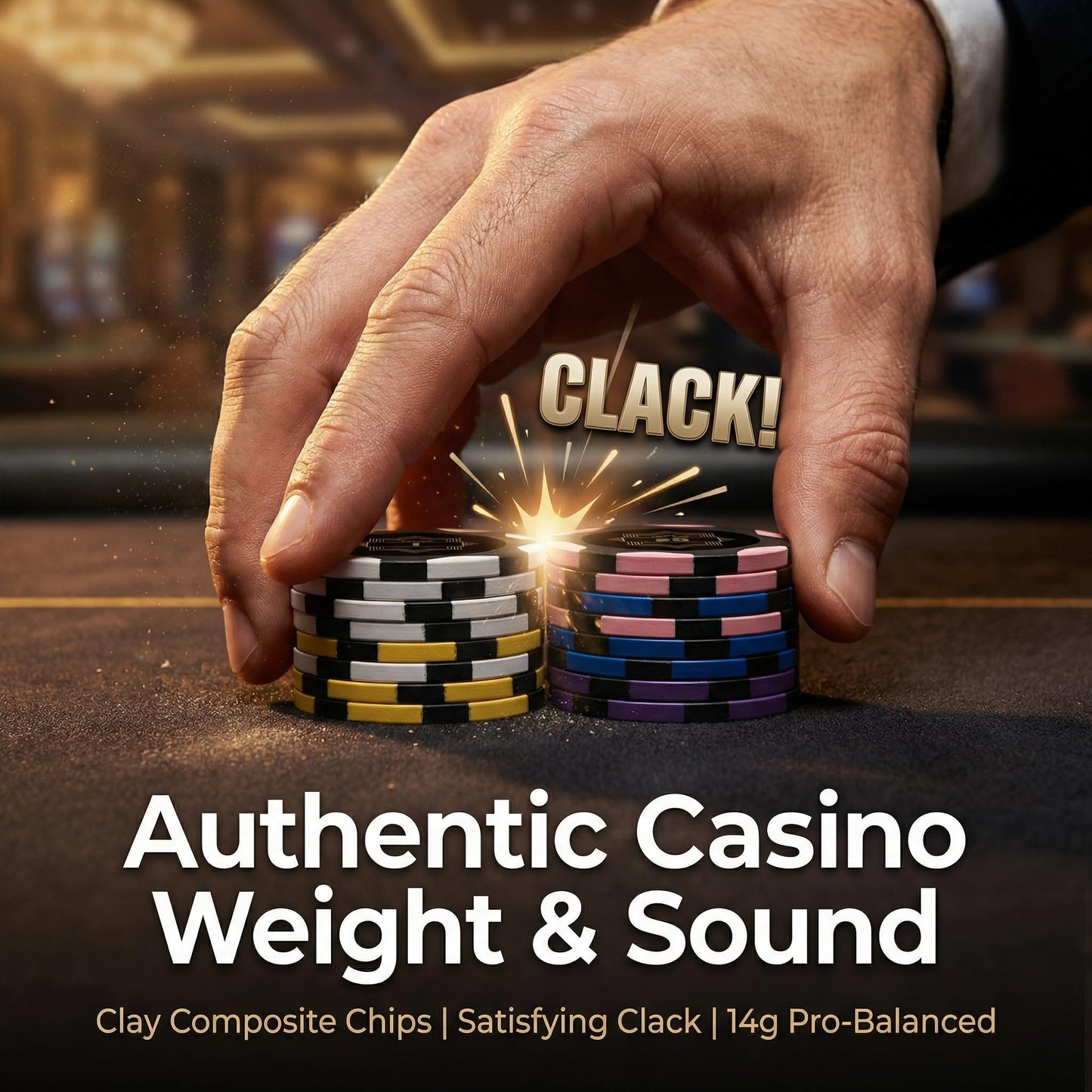 HEITOK 300-Piece Clay Poker Chip Set — 14g Heavyweight Casino-Grade Texas Holdem Kit with Aluminum Case