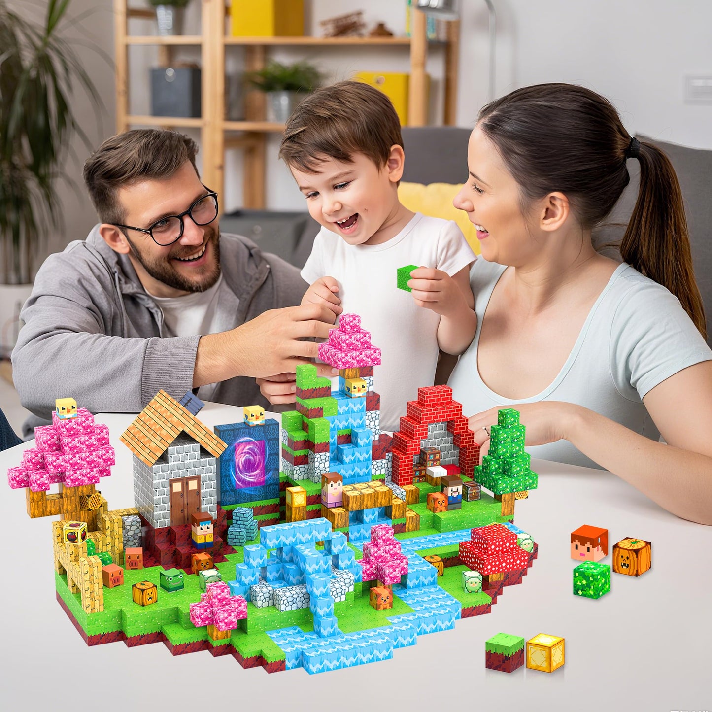 HEJIHUI 300 PCS Magnetic Blocks with Light Up – Educational Magnetic Building Set for Kids 3+