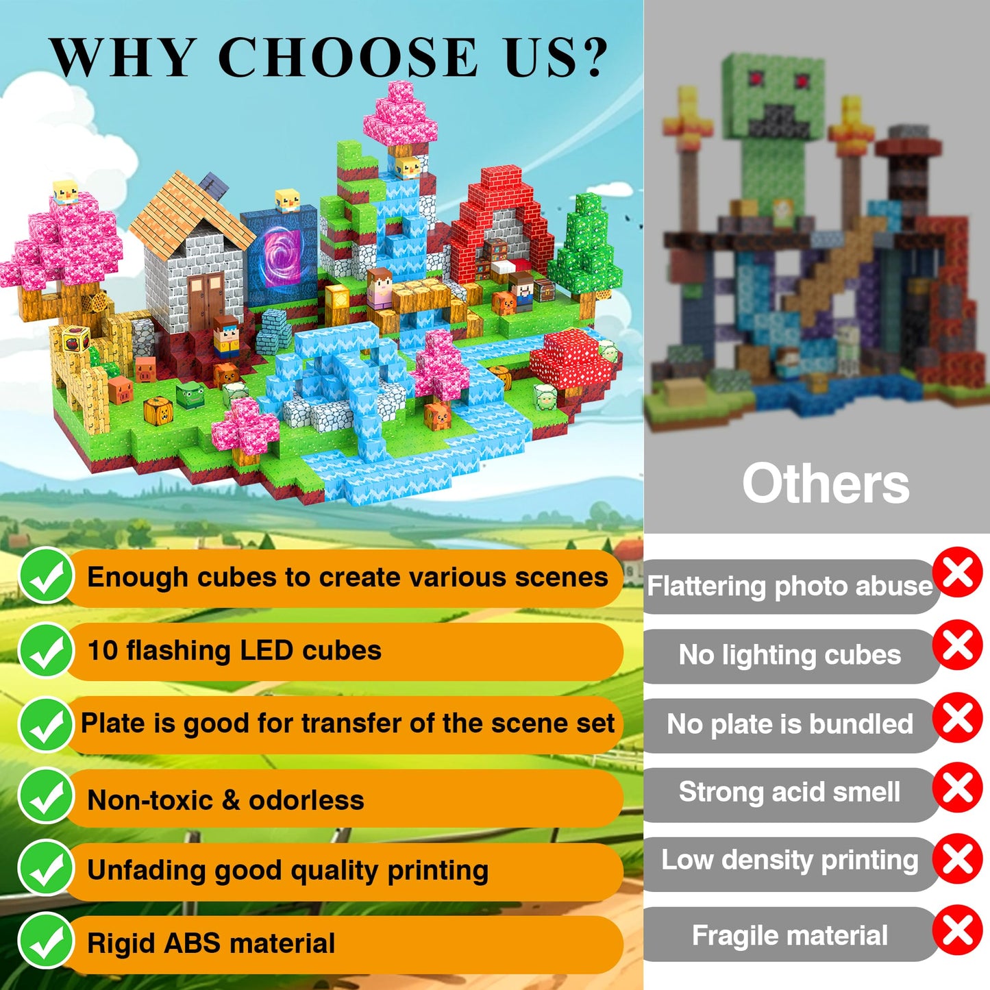 HEJIHUI 300 PCS Magnetic Blocks with Light Up – Educational Magnetic Building Set for Kids 3+