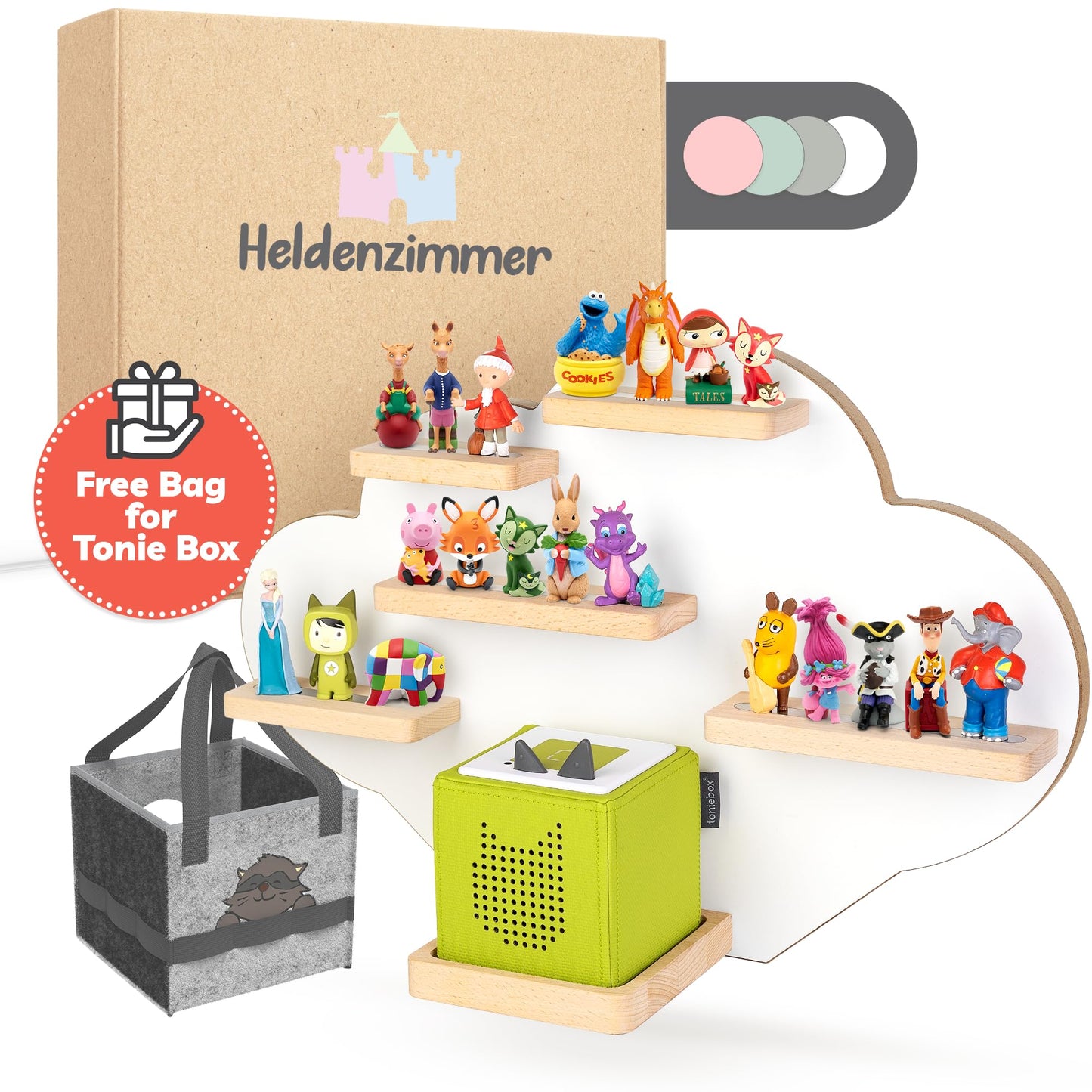 Heldenzimmer Cloud Tonie Shelf – Magnetic Wall Organizer for Tonies and Tonie Box