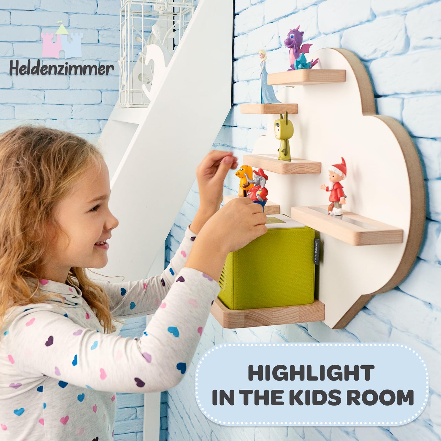 Heldenzimmer Cloud Tonie Shelf – Magnetic Wall Organizer for Tonies and Tonie Box