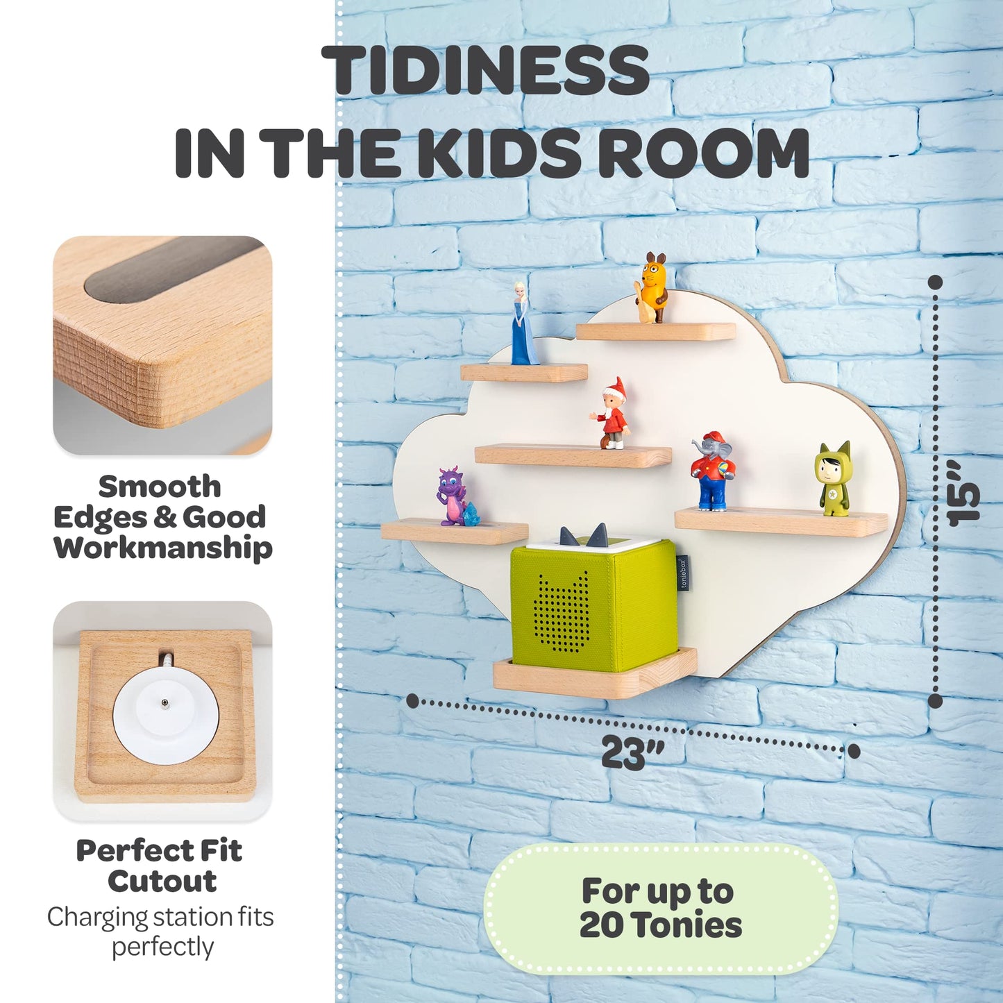 Heldenzimmer Cloud Tonie Shelf – Magnetic Wall Organizer for Tonies and Tonie Box