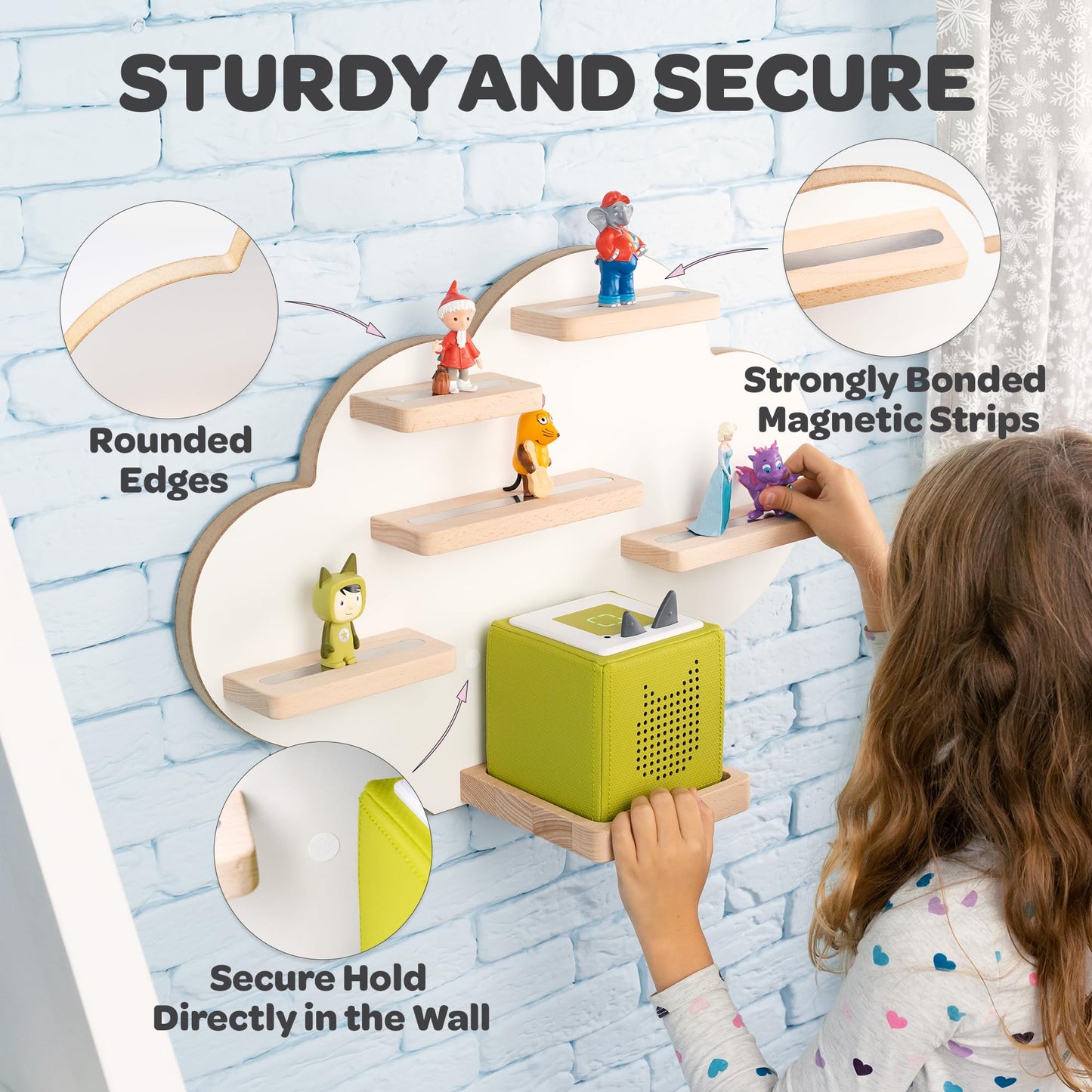 Heldenzimmer Cloud Tonie Shelf – Magnetic Wall Organizer for Tonies and Tonie Box