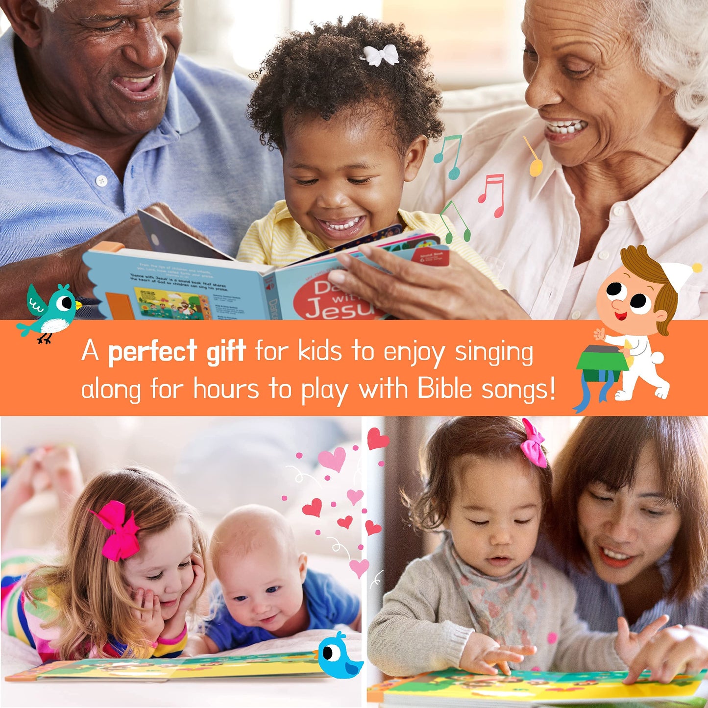 Hello 2 Kids Dance with Jesus: Christian Sound Book for Kids | 6 Bible Songs for Toddlers