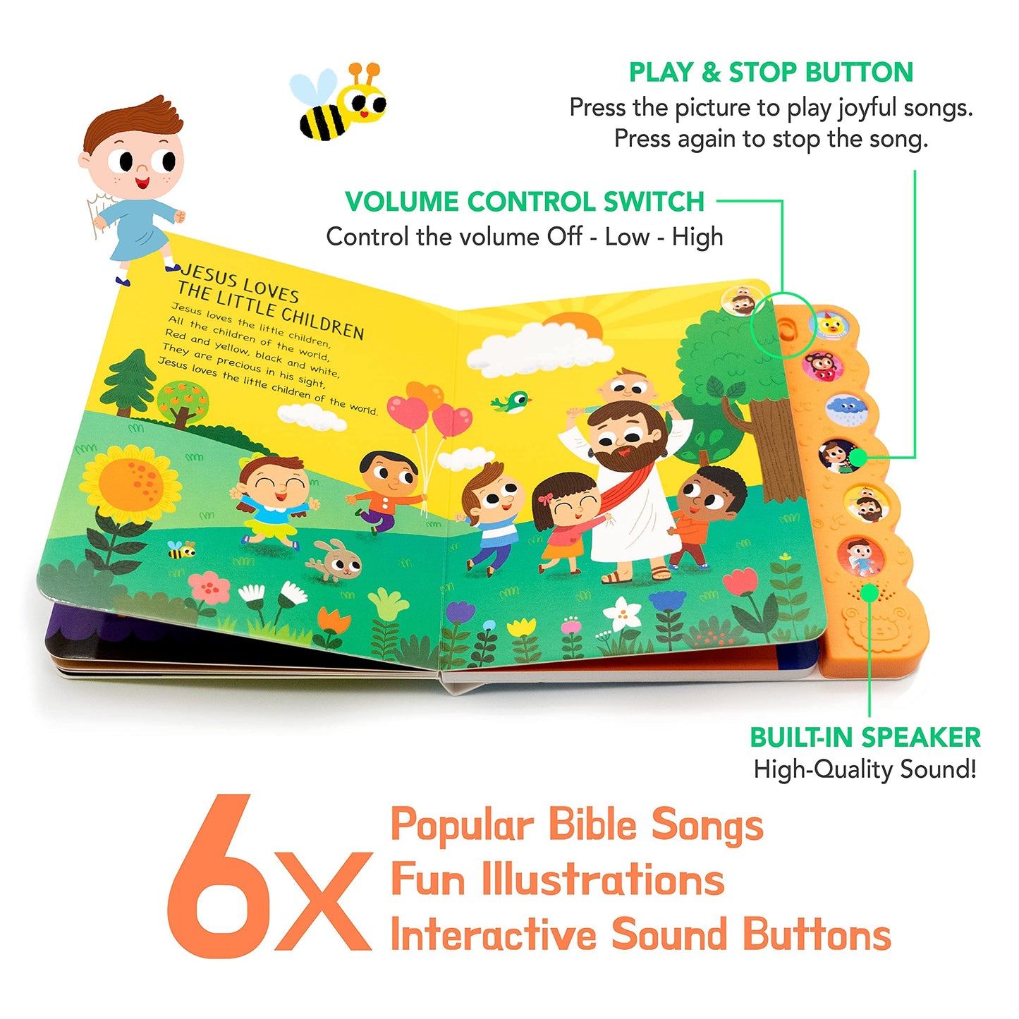 Hello 2 Kids Dance with Jesus: Christian Sound Book for Kids | 6 Bible Songs for Toddlers