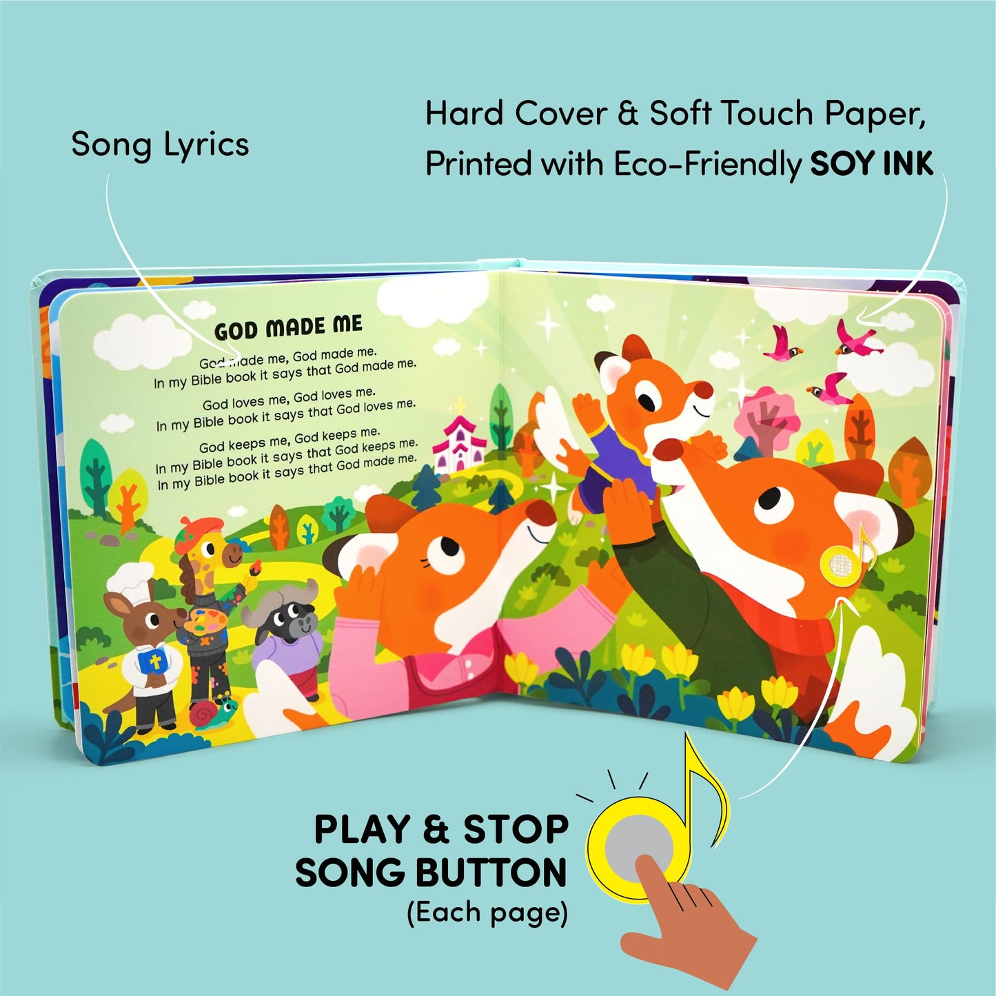 Hello 2 Kids: God Made Me Christian Sound Book — 6 Bible Songs for Toddlers | Easter Gifts & Baby Gift Ideas