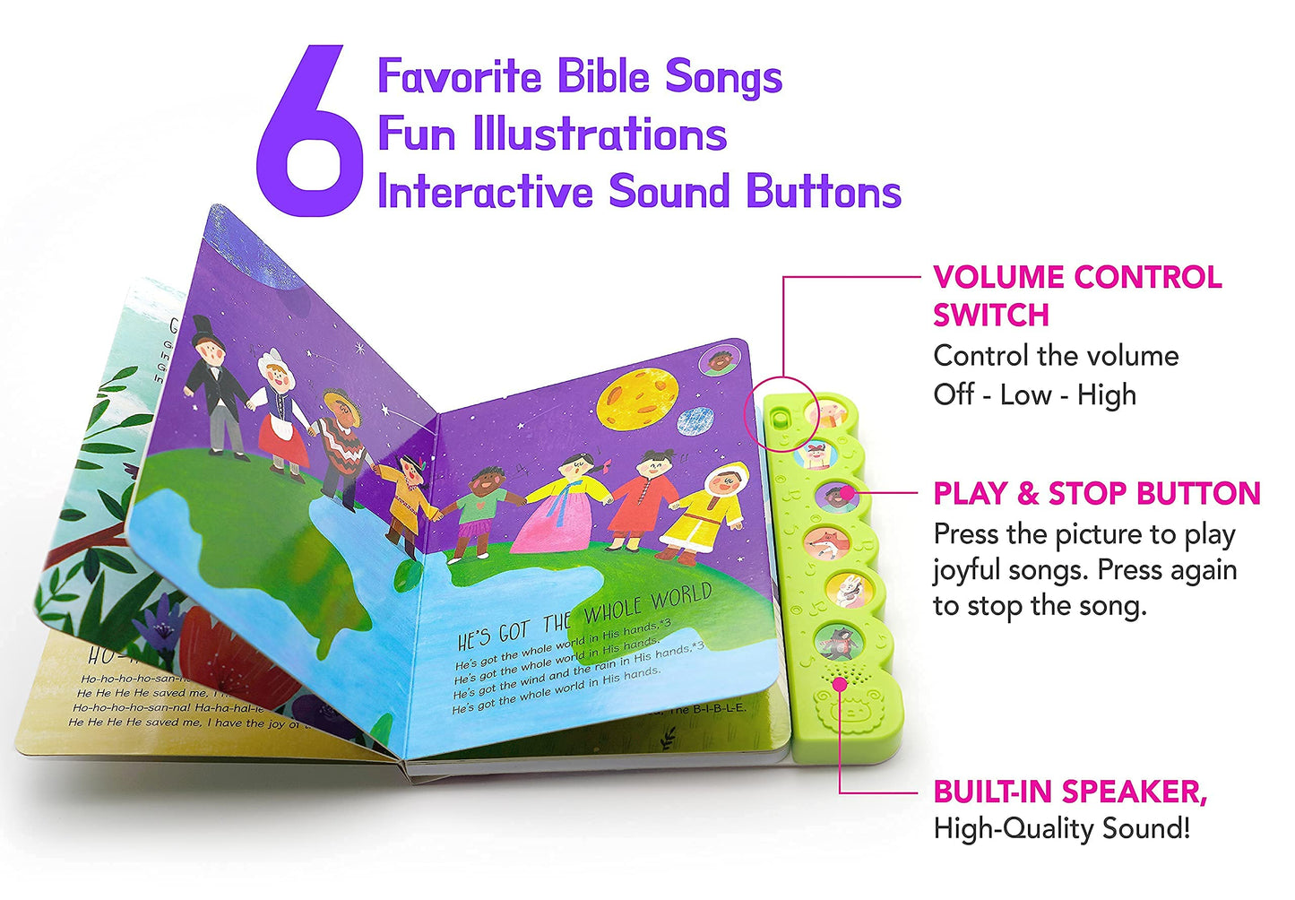 Hello 2 Kids Sing Along with Jesus: 6 Bible Songs Sound Book for Toddlers