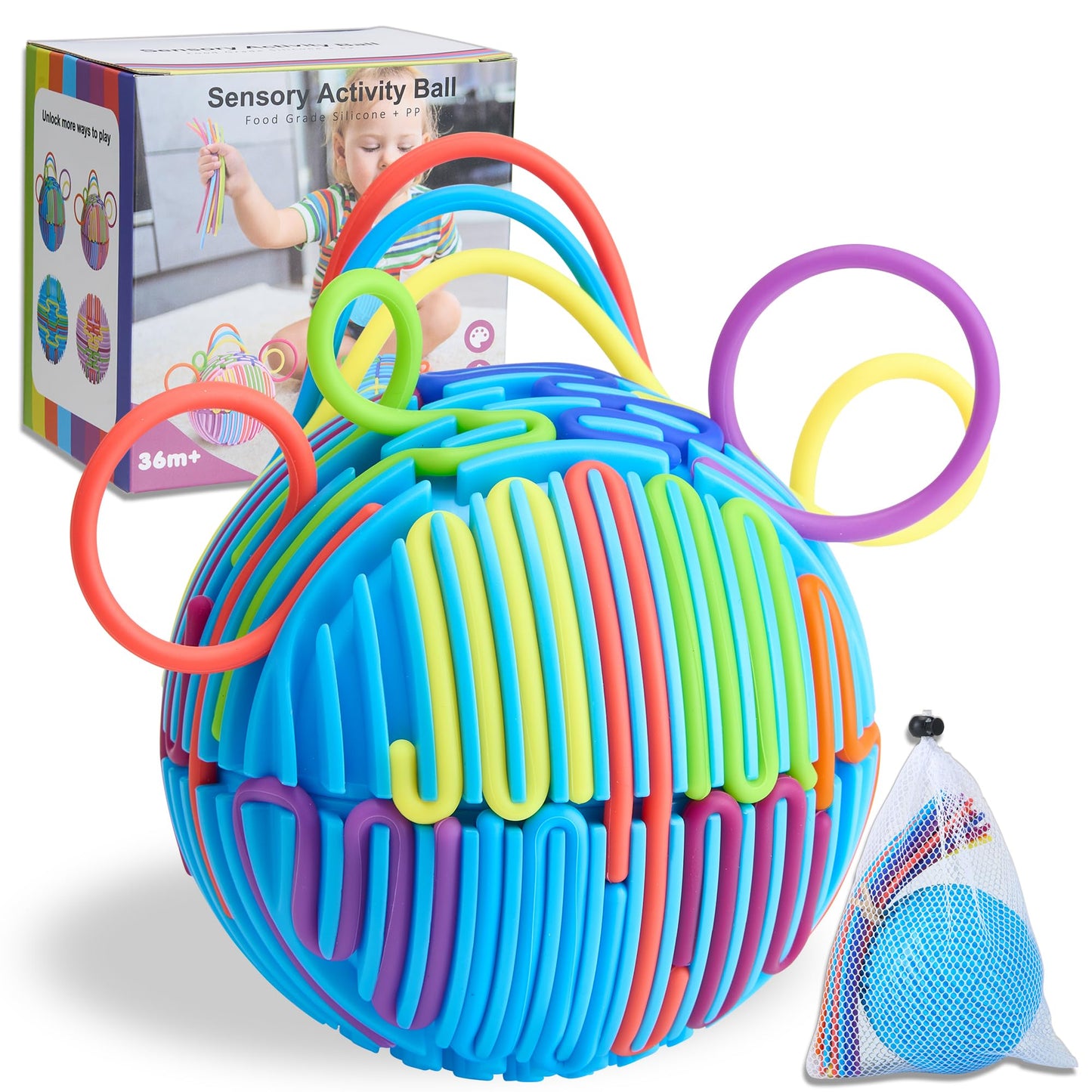 HELLO PAPAYA 24Strings Sensory Activity Ball – Calming Fidget Toy for Autism & ADHD | Travel-Friendly