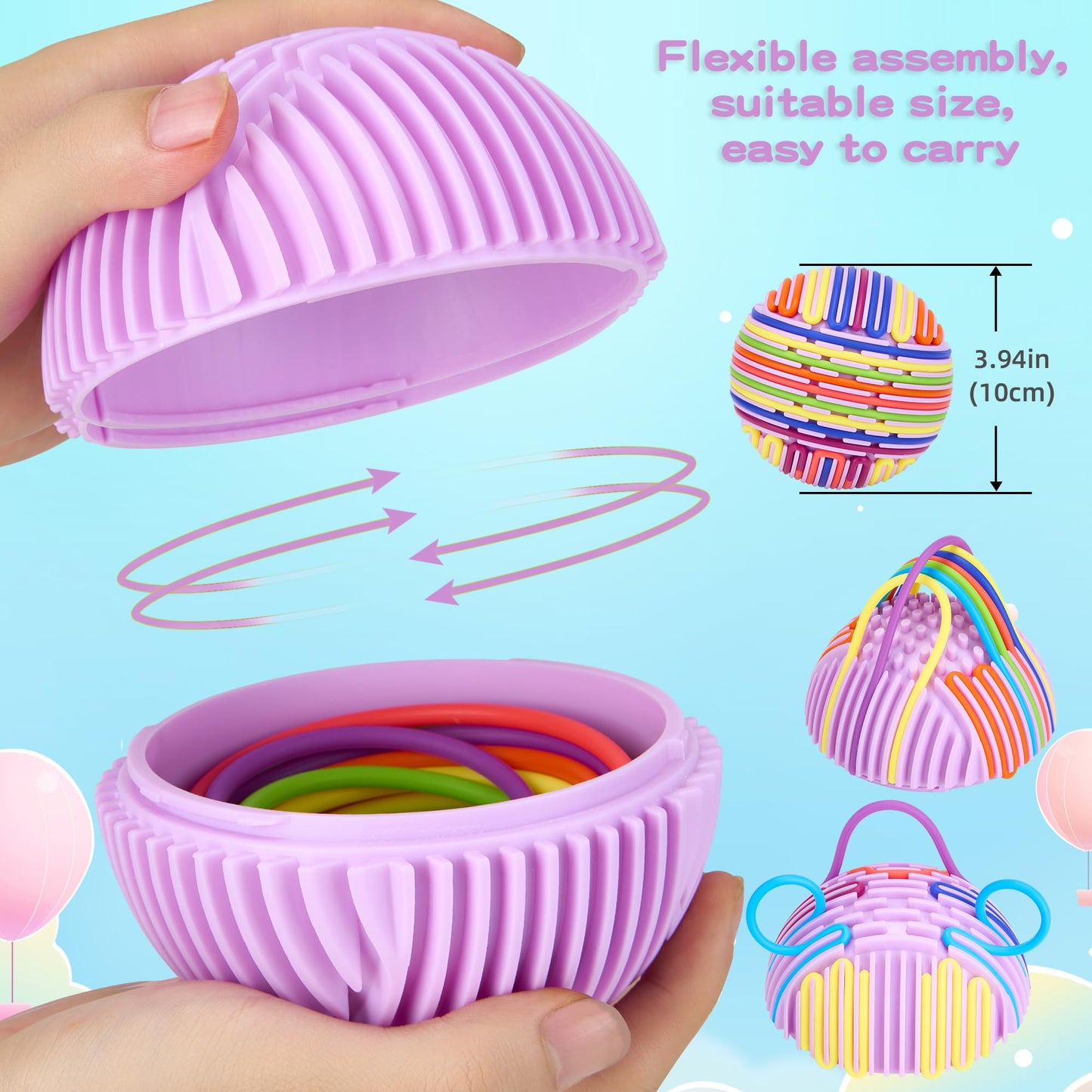 HELLO PAPAYA 24Strings Sensory Fidget Ball – Calming, Focus, Travel Toy for Autism & ADHD