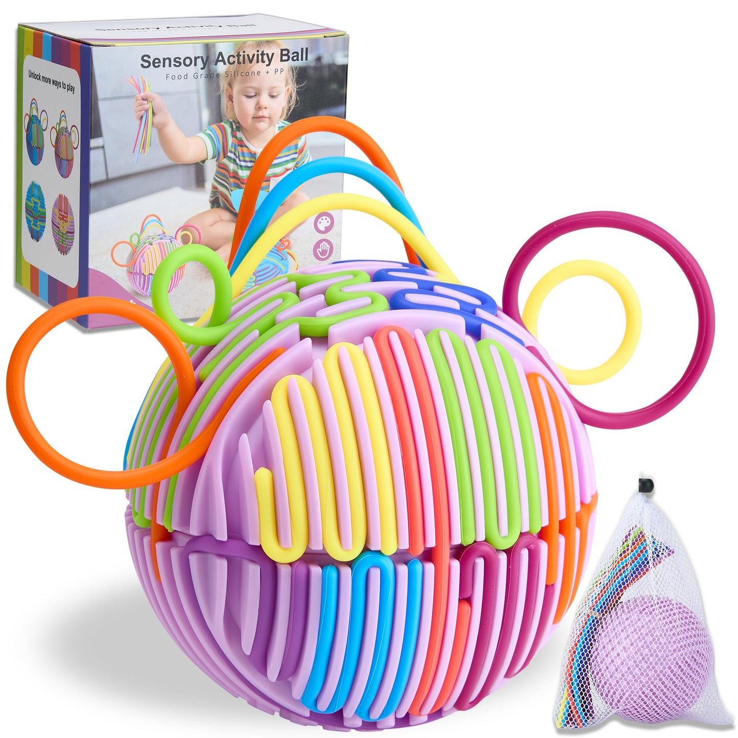 HELLO PAPAYA 24Strings Sensory Fidget Ball – Calming, Focus, Travel Toy for Autism & ADHD