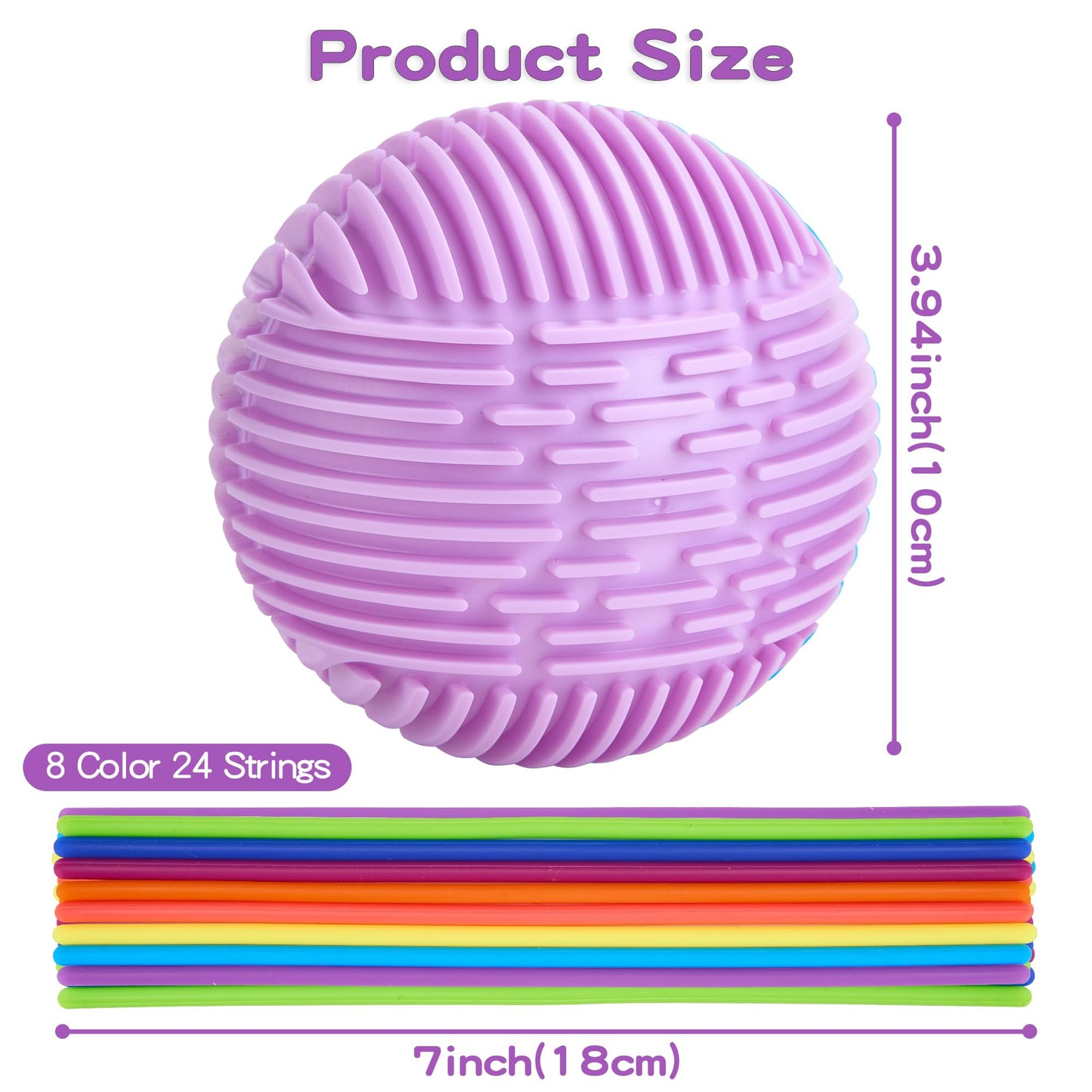 HELLO PAPAYA 24Strings Sensory Fidget Ball – Calming, Focus, Travel Toy for Autism & ADHD