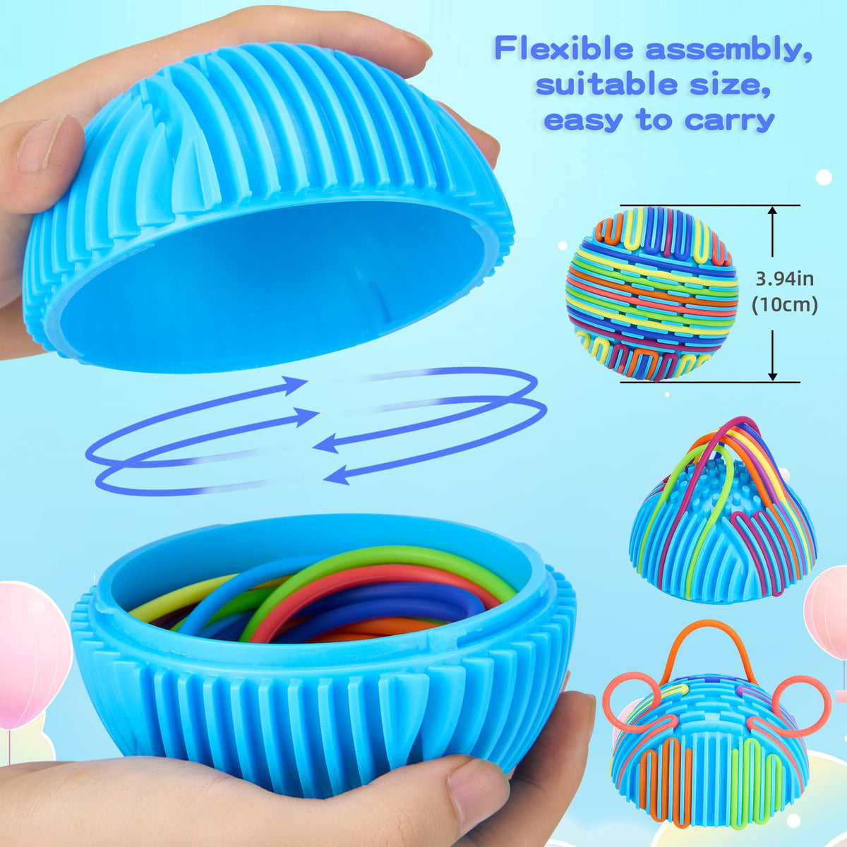 HELLO PAPAYA 24Strings Sensory Activity Ball – Calming Fidget Toy for Autism & ADHD | Travel-Friendly