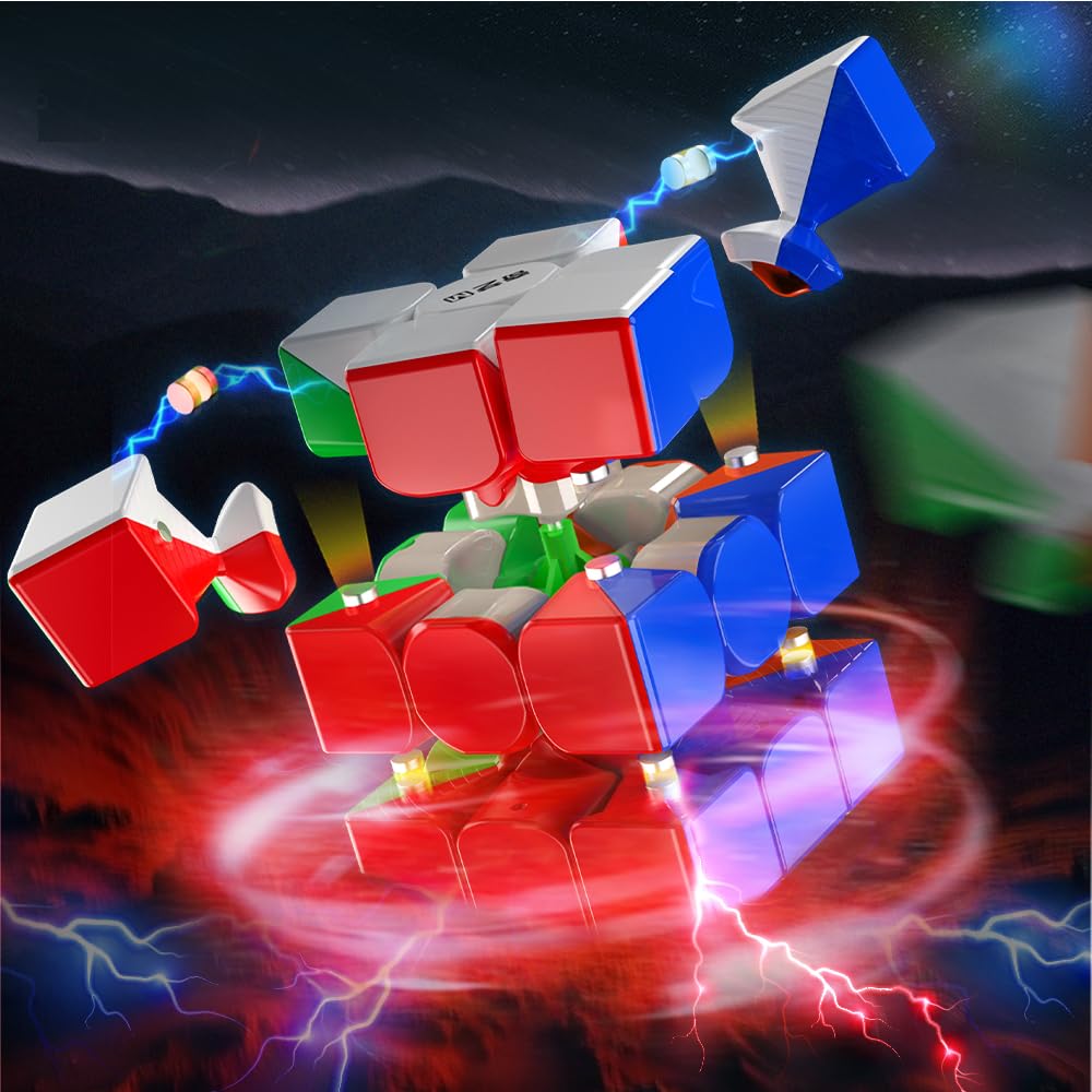 HELLOCUBE QiYi 3x3 Magnetic Speed Cube Stickerless – 56mm, 58g, 48-Point Magnets
