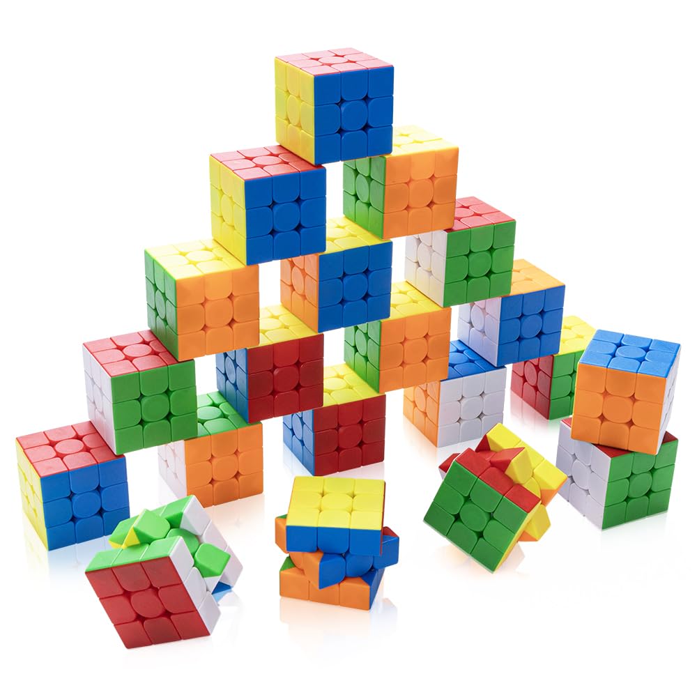 HELLOCUBE 20 Pack Speed Cube Set – 3x3x3 Stickerless Magic Cube for Party Favors