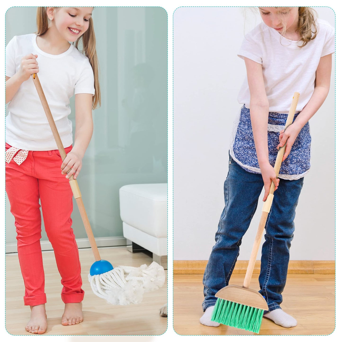 HELLOWOOD Kids Cleaning Set with Electric Vacuum – Pretend Play Housekeeping Toy for Ages 3+