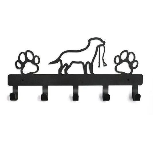 HelloYoung 5 Hooks Metal Paw Pet Dog Hanger Rack