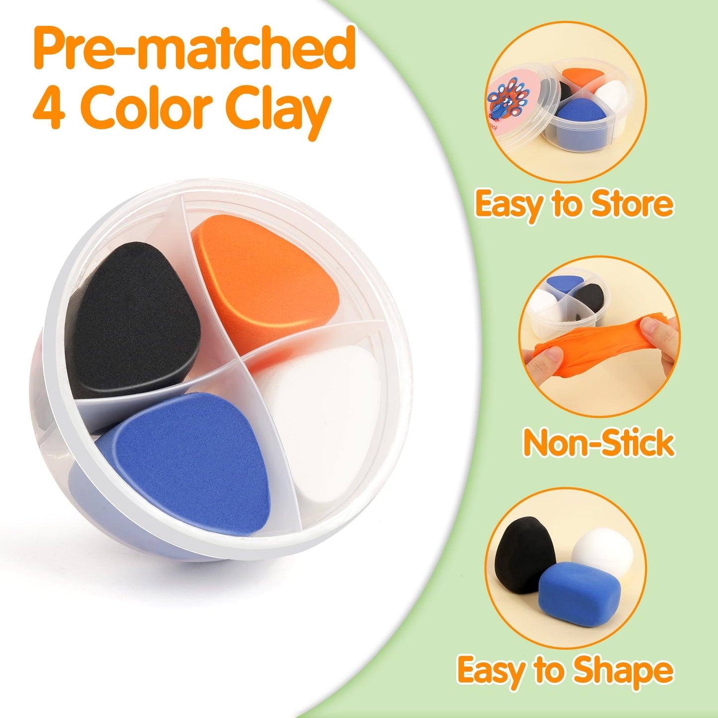 Helsort Air Dry Clay Kit for Kids — 12 Animal Models, Tutorial Cards & 8 Sculpting Tools