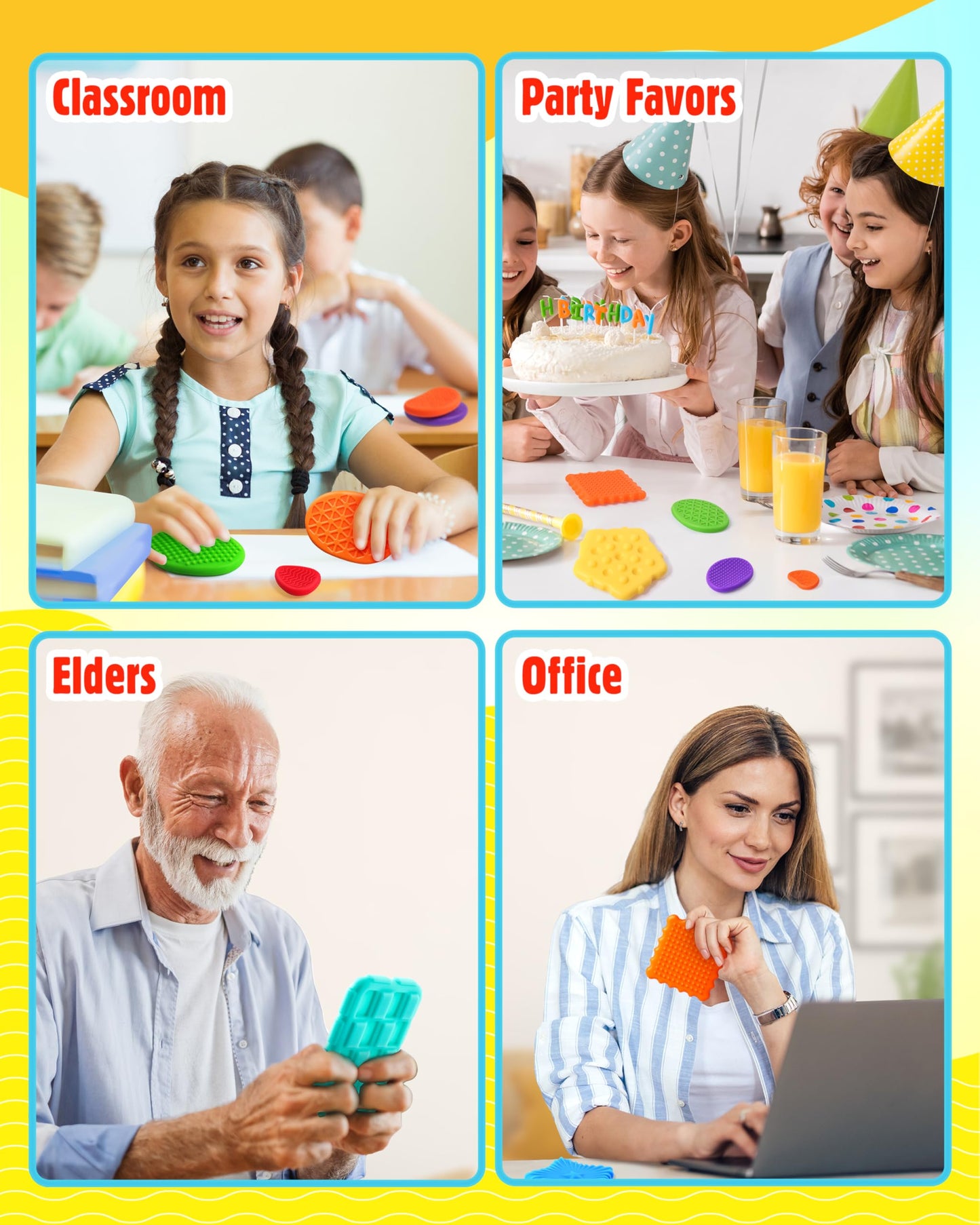 Helsort 16-Pack Textured Worry Stones – Sensory Fidget Toys for Anxiety Relief & Focus