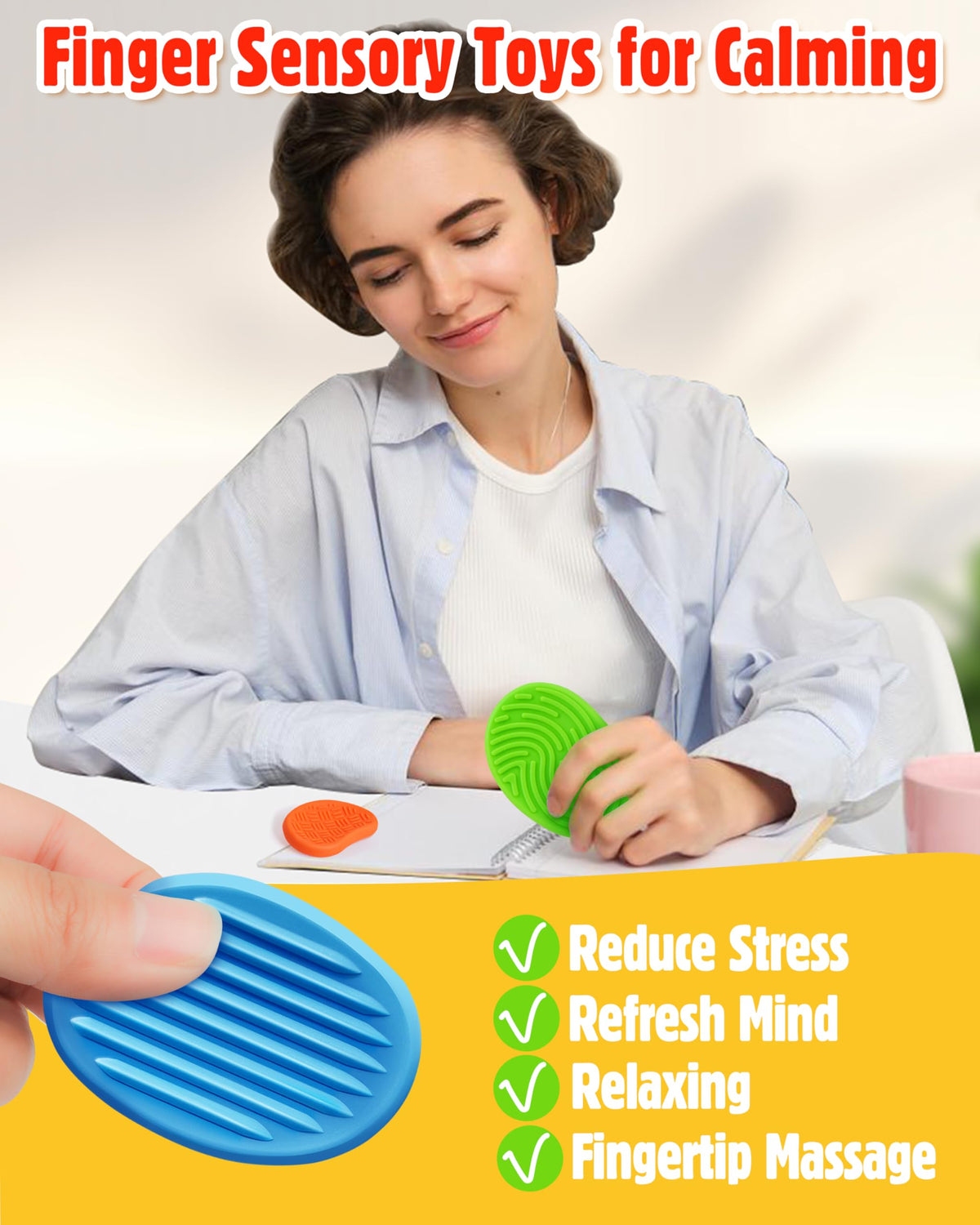 Helsort 16-Pack Textured Worry Stones – Sensory Fidget Toys for Anxiety Relief & Focus