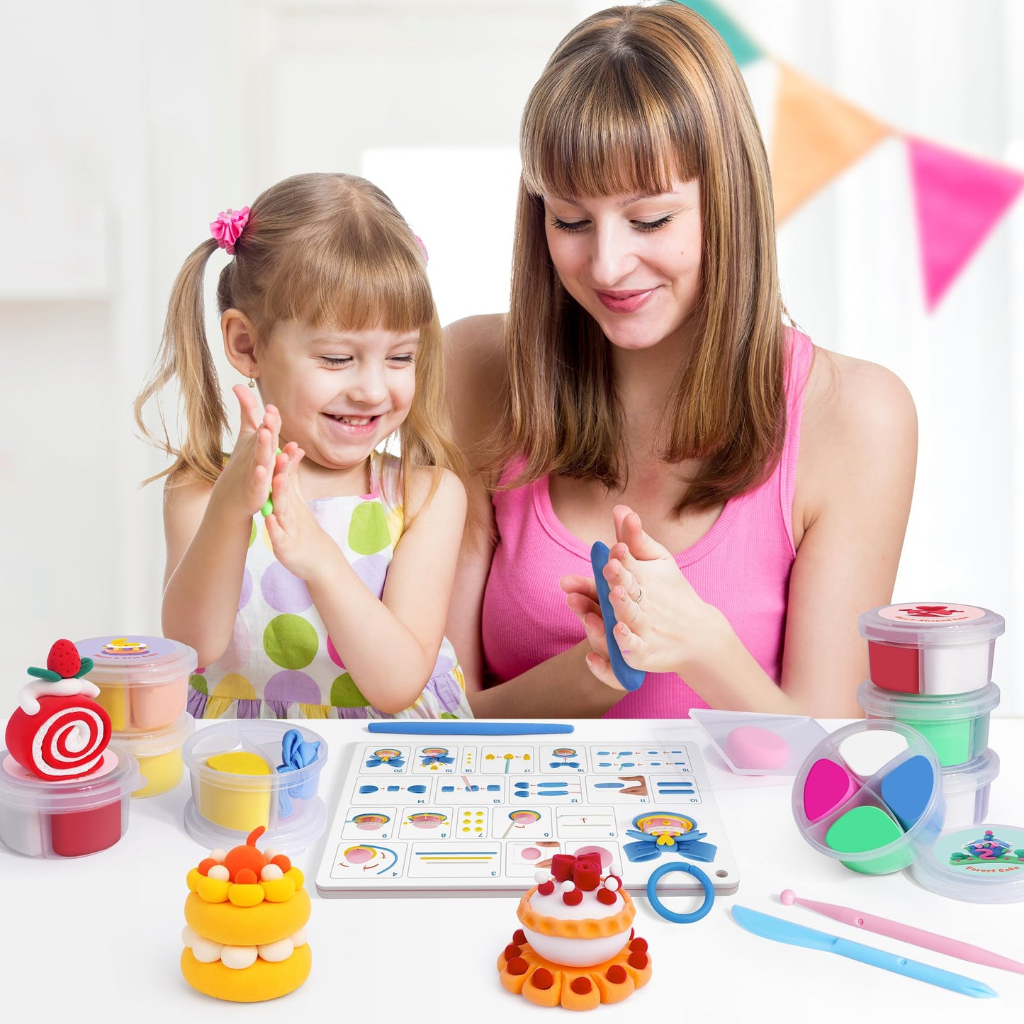 Helsort Air Dry Clay Kit for Kids – 12 Cake-Theme Boxes, 8 Tools, Safe & Non-Toxic
