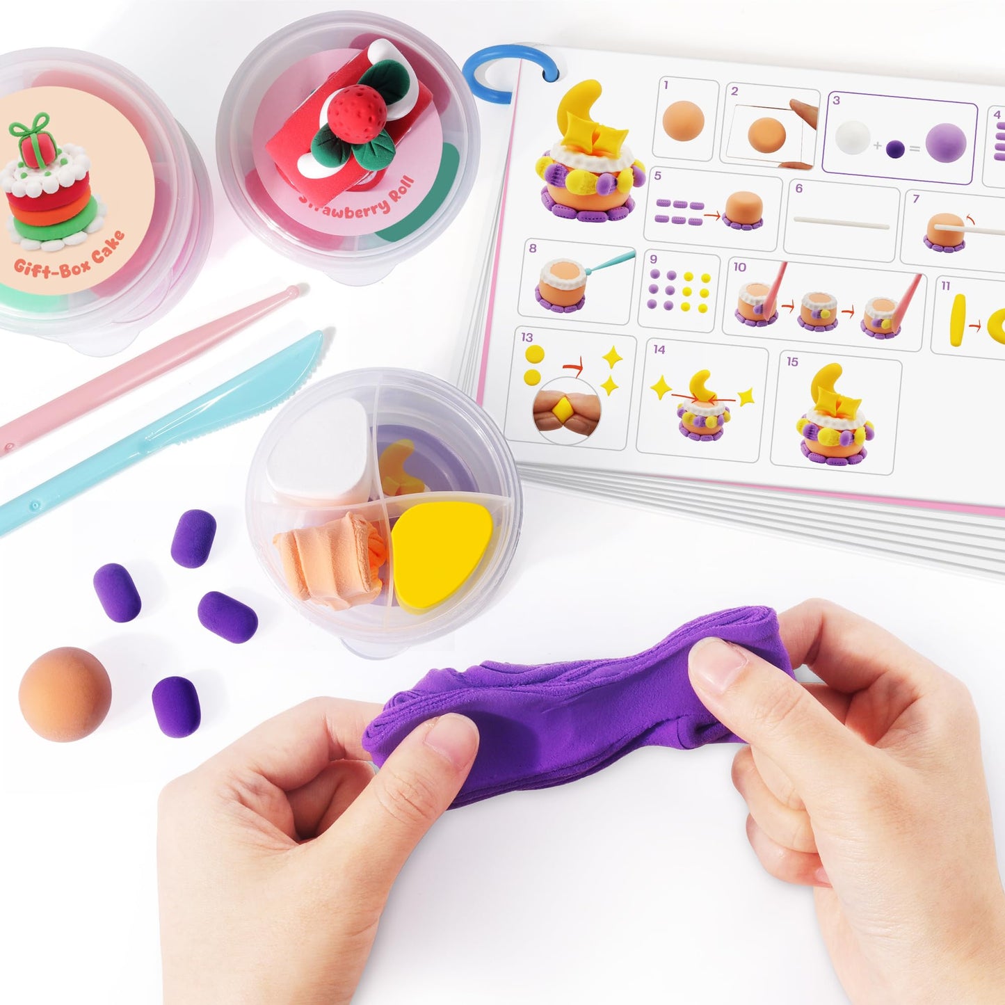 Helsort Air Dry Clay Kit for Kids – 12 Cake-Theme Boxes, 8 Tools, Safe & Non-Toxic