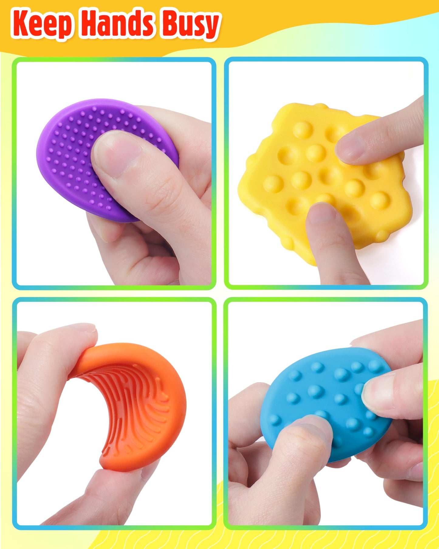 Helsort 16-Pack Textured Worry Stones – Sensory Fidget Toys for Anxiety Relief & Focus
