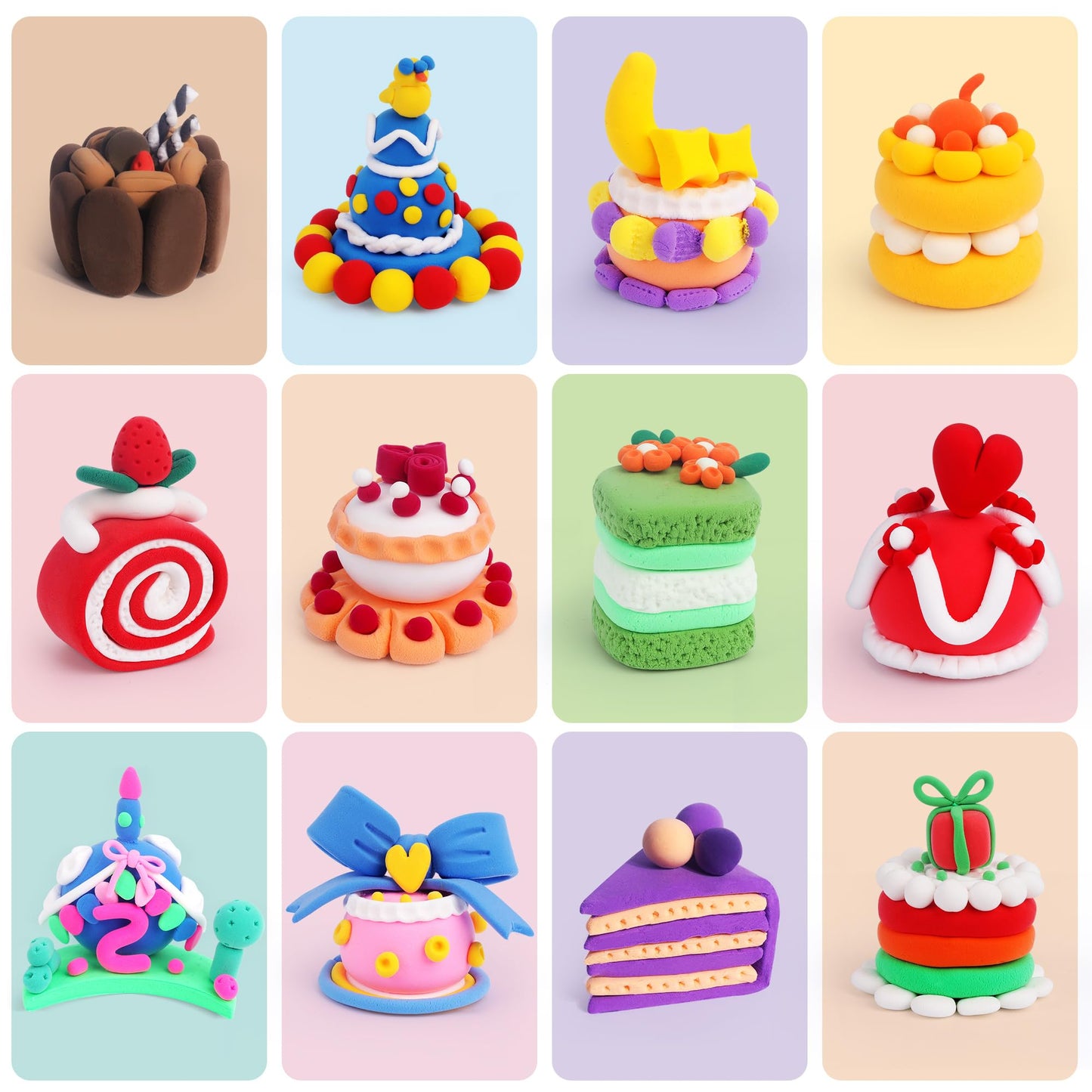 Helsort Air Dry Clay Kit for Kids – 12 Cake-Theme Boxes, 8 Tools, Safe & Non-Toxic