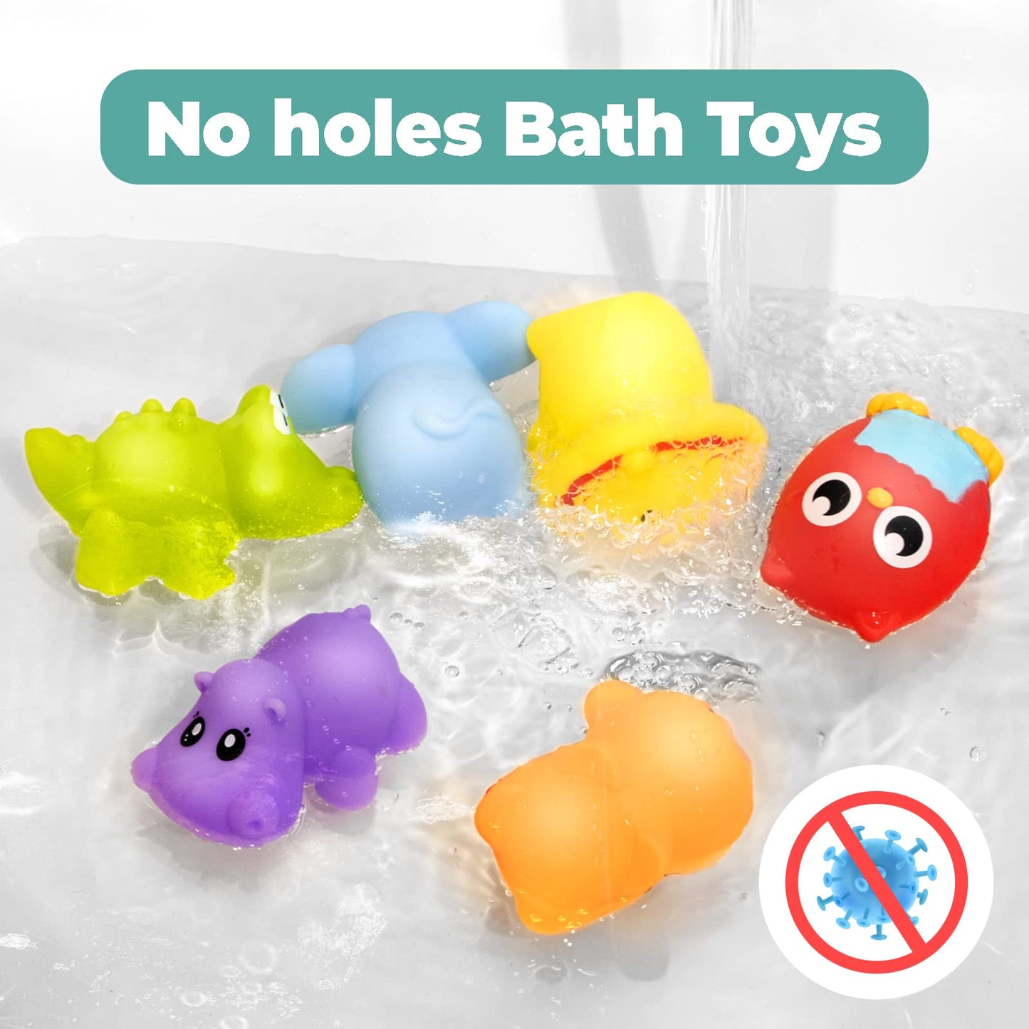 Hely Cancy Infant Bath Toys — 18 Months, No-Hole Animal Bath Toys