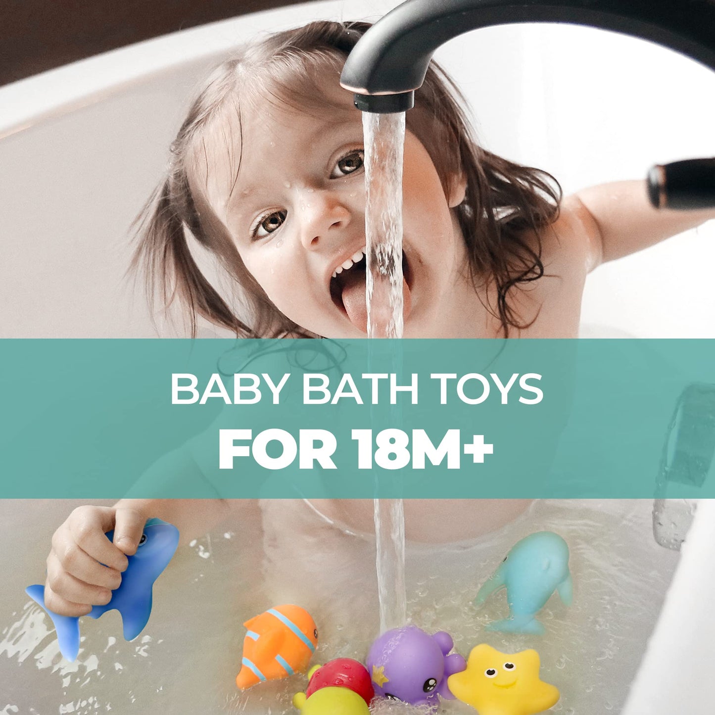 Hely Cancy Infant Bath Toys for 18 Months – No-Hole Animal Bath Toys