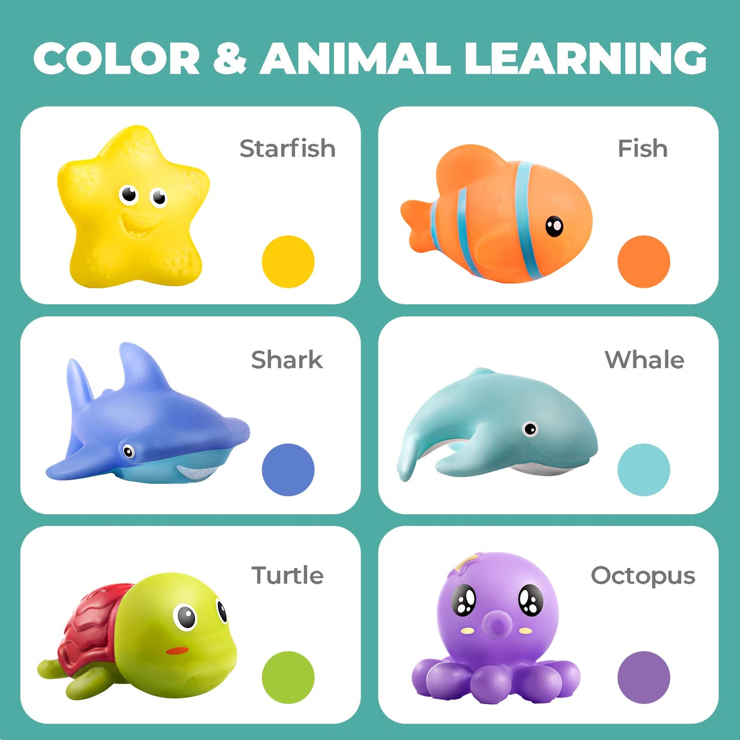 Hely Cancy Infant Bath Toys for 18 Months – No-Hole Animal Bath Toys