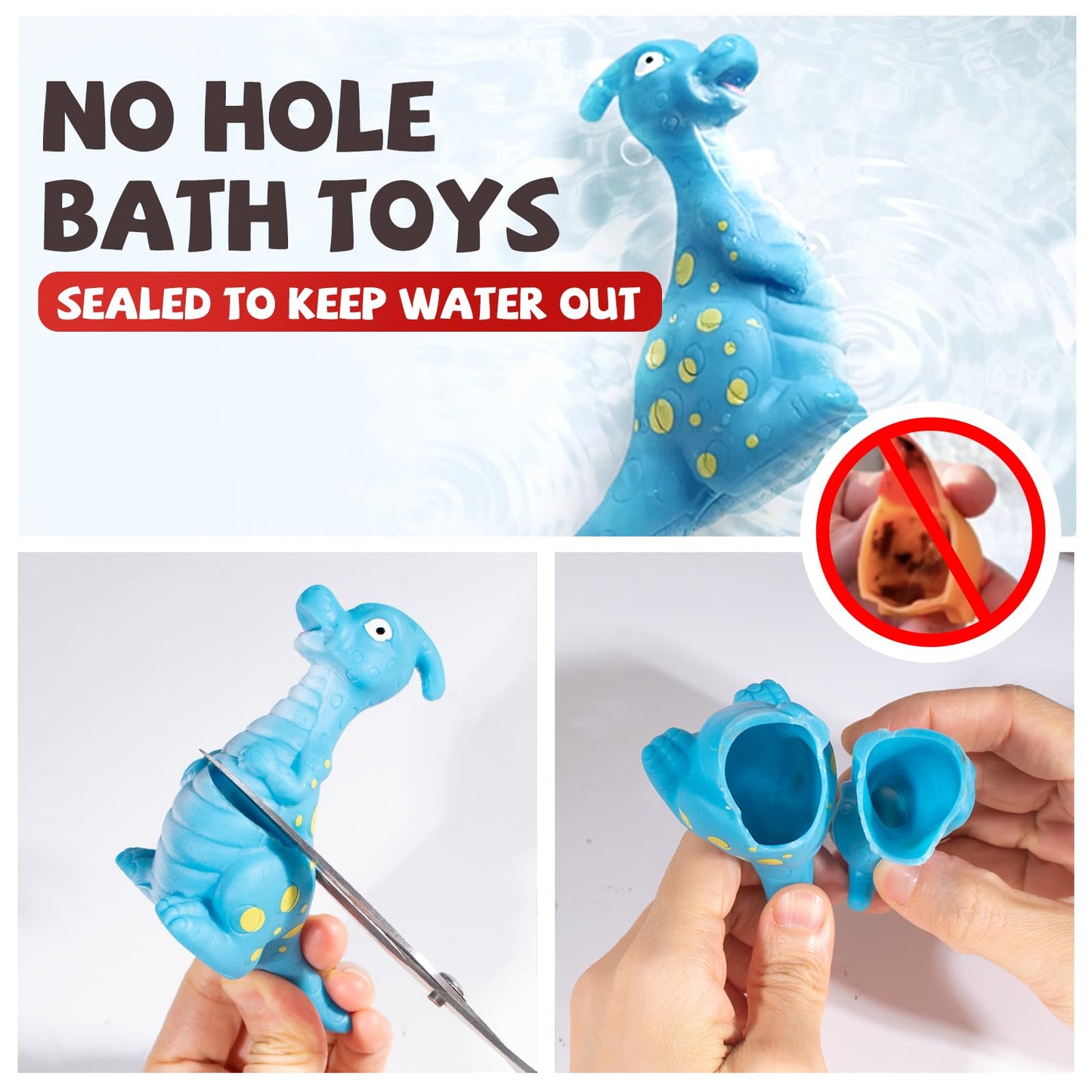 Hely Cancy Dinosaur Bath Toys for Toddlers – No-Hole Sealess 12-Pack for Tub, Pool, Shower