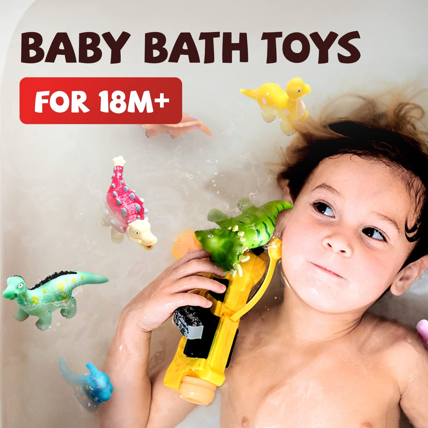 Hely Cancy Dinosaur Bath Toys for Toddlers – No-Hole Sealess 12-Pack for Tub, Pool, Shower