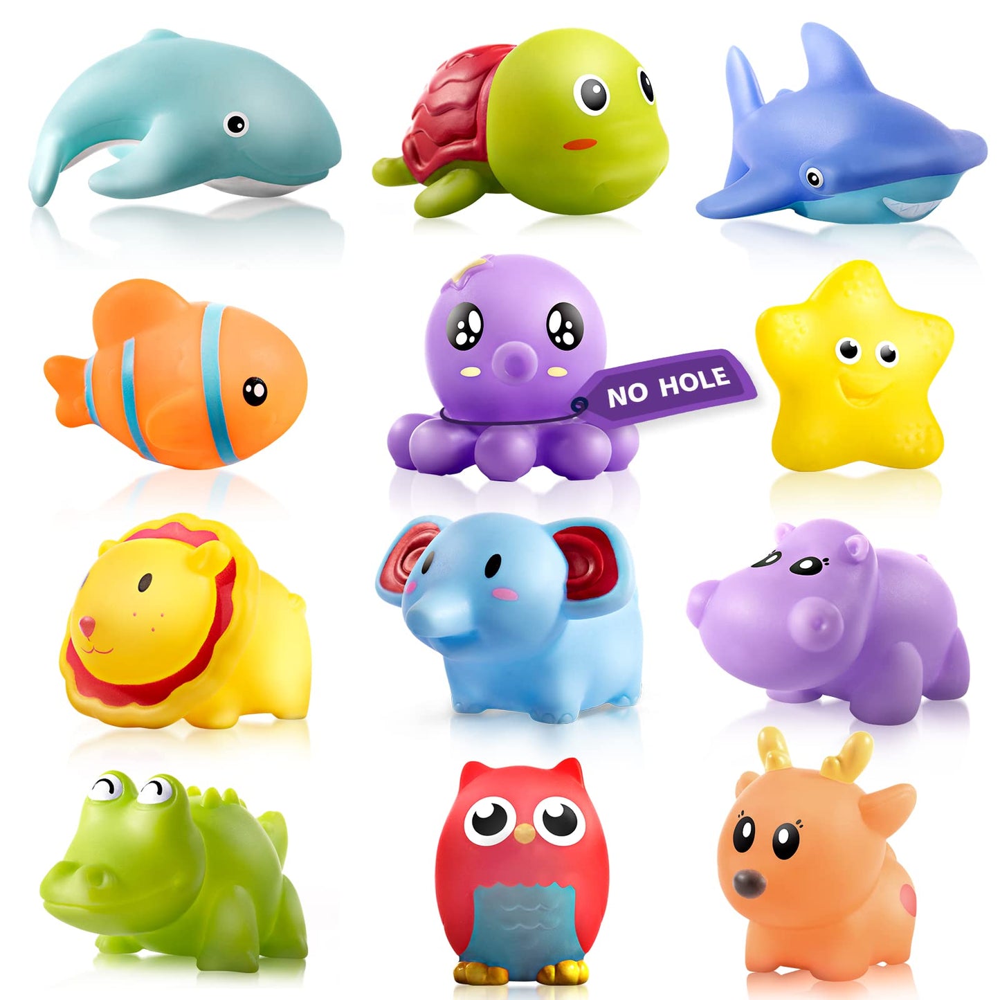 Hely Cancy Infant Bath Toys for 18 Months – No-Hole Animal Bath Toys