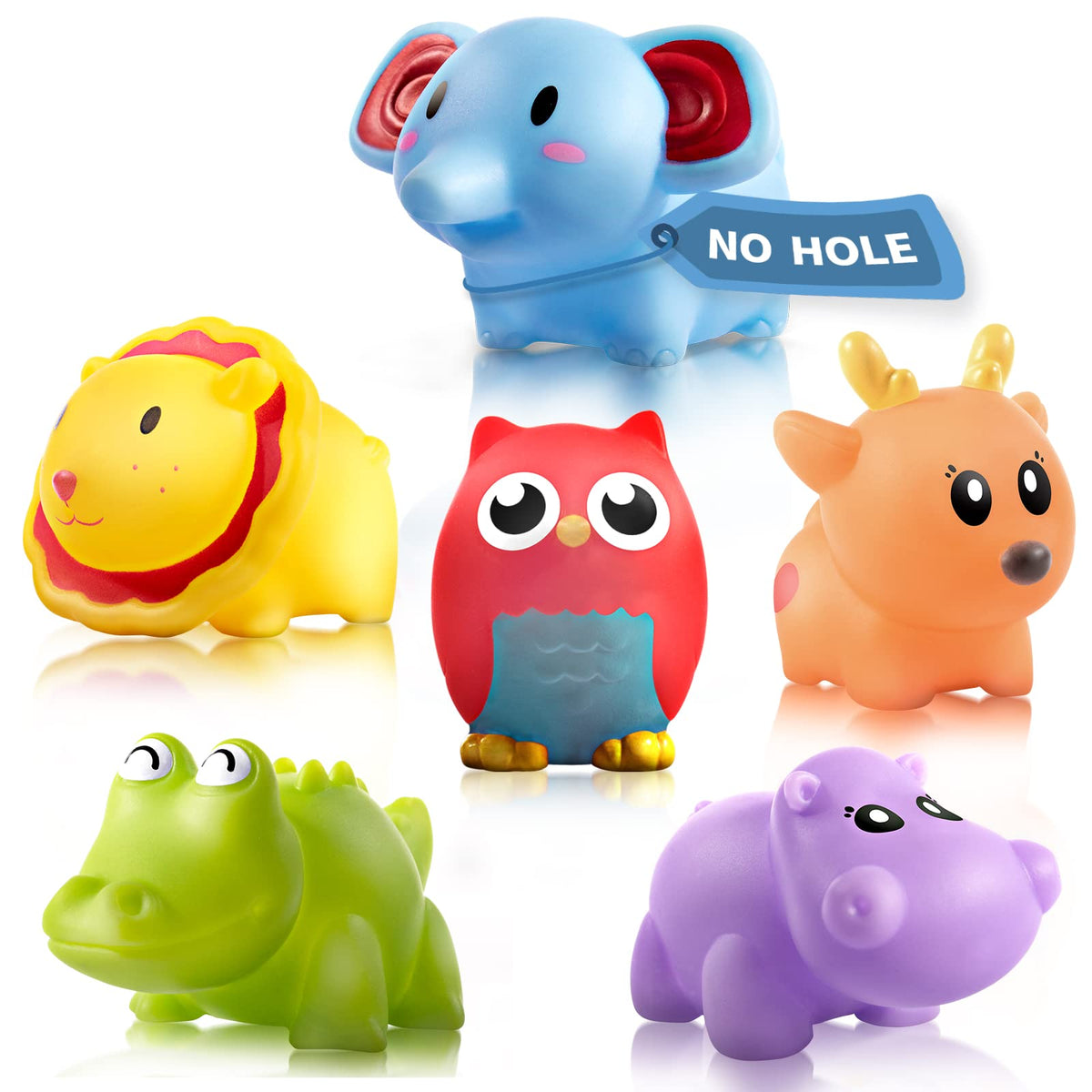 Hely Cancy Infant Bath Toys for 18 Months | No-Hole Animal Bathtub Toys