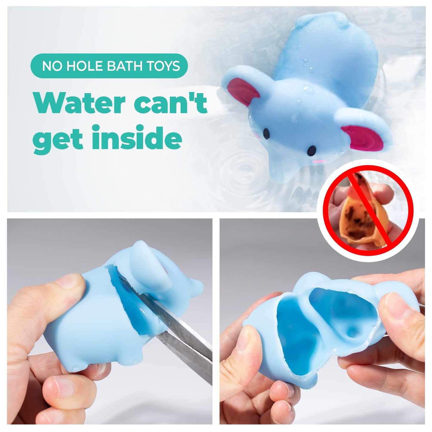 Hely Cancy Infant Bath Toys — 18 Months, No-Hole Animal Bath Toys