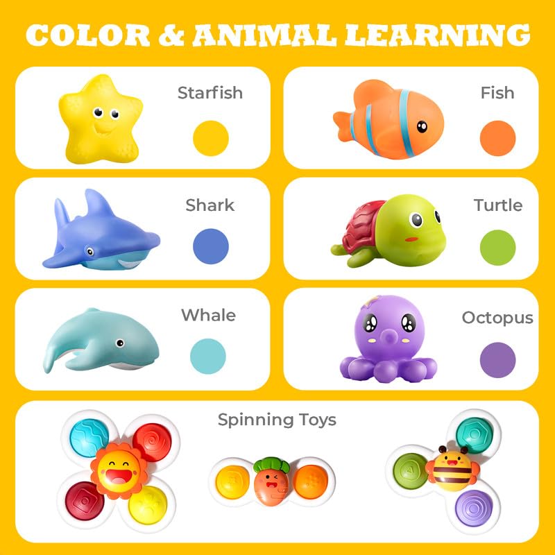 Hely Cancy Infant Bath Toys for 18 Months – No-Hole Sealess Baby Bath Tub Toys