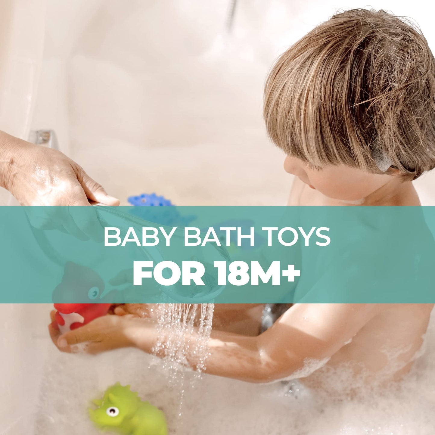 Hely Cancy Infant Bath Toys for 18 Months – No-Hole Animal Bath Toys, Easy-Clean