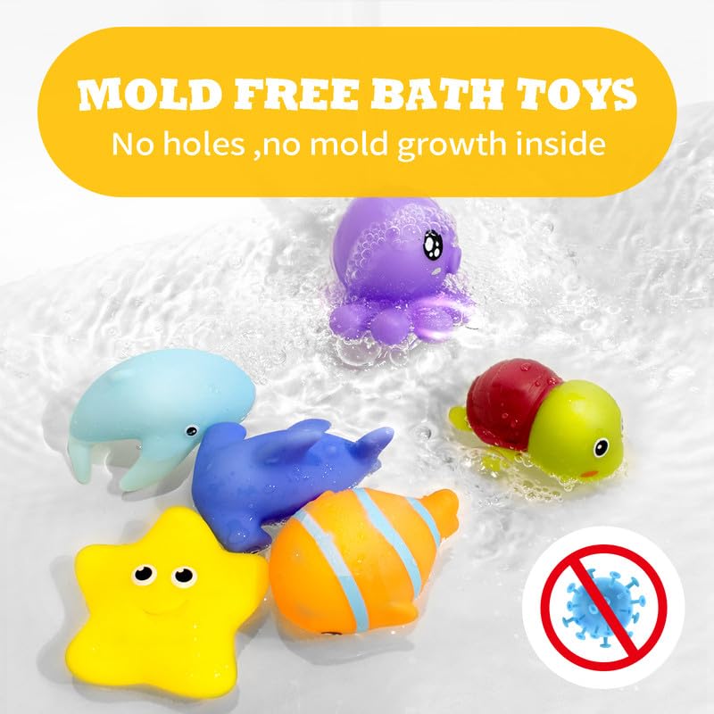 Hely Cancy Infant Bath Toys for 18 Months – No-Hole Sealess Baby Bath Tub Toys