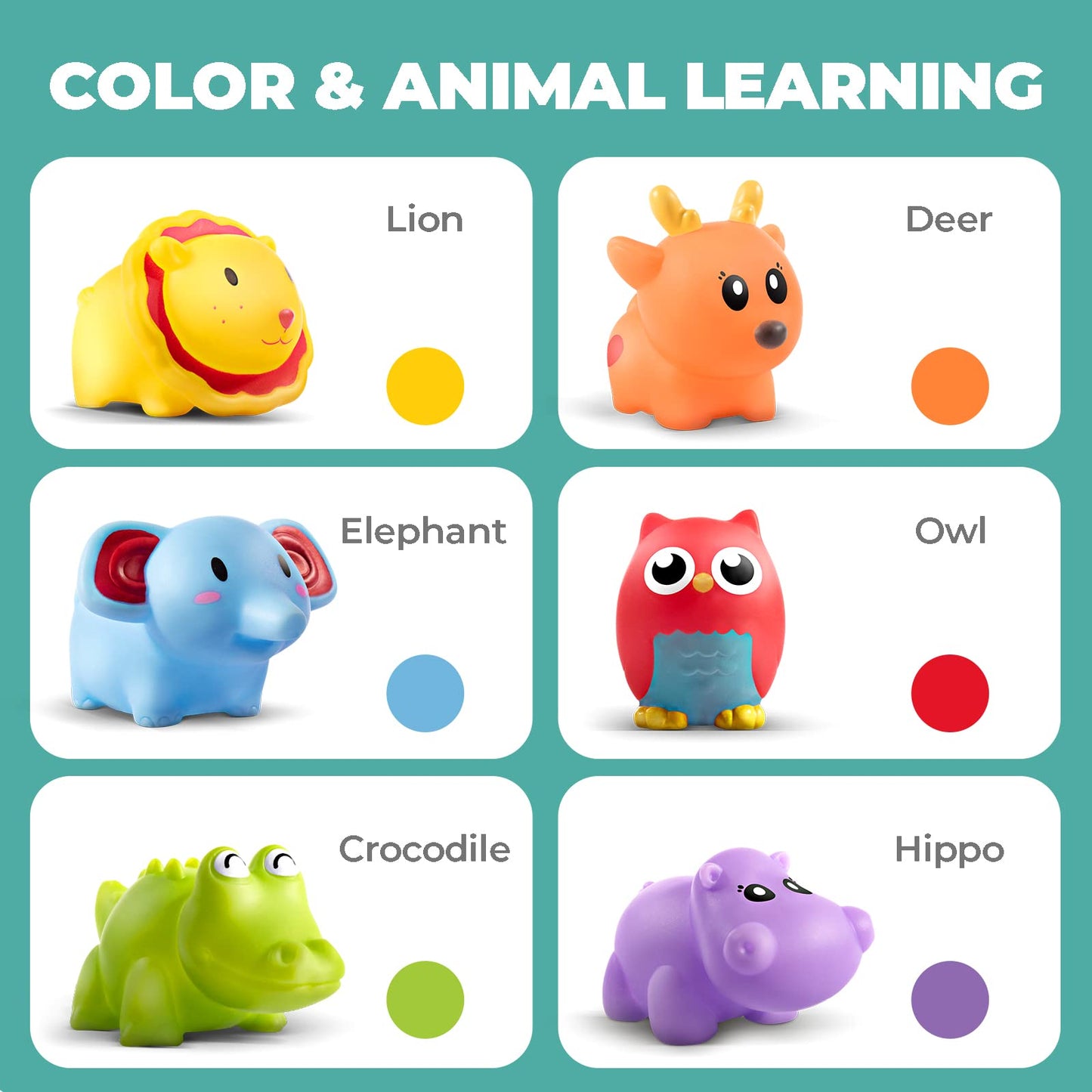 Hely Cancy Infant Bath Toys for 18 Months – No-Hole Animal Bath Toys