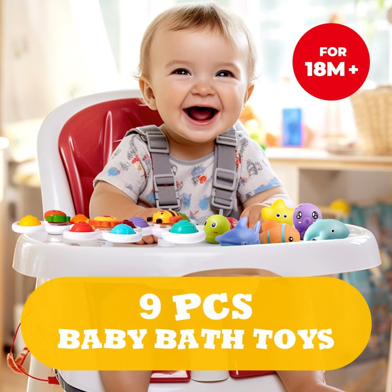 Hely Cancy Infant Bath Toys for 18 Months – No-Hole Sealess Baby Bath Tub Toys